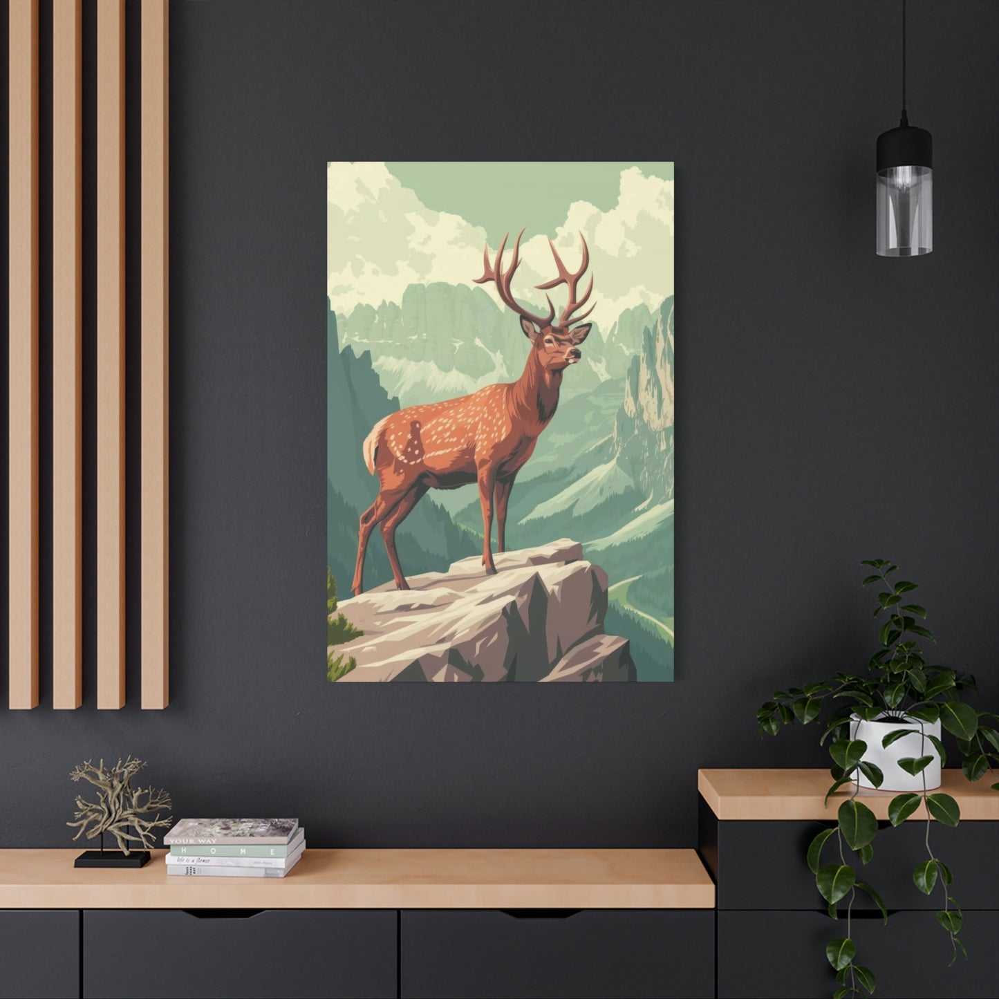 Deer Standing On A Cliff Wall Art & Canvas Prints