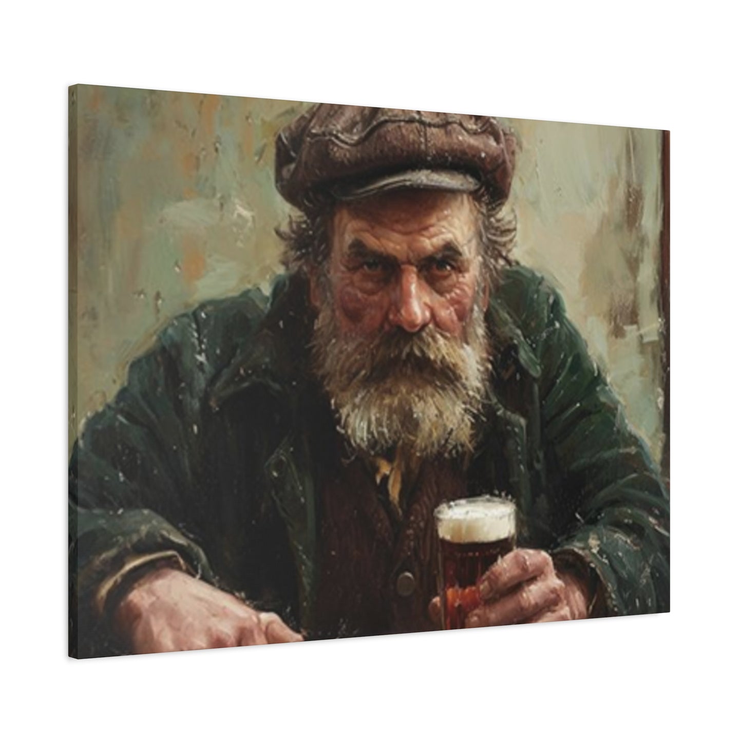 Old Man With A Beer Painting Wall Art & Canvas Prints