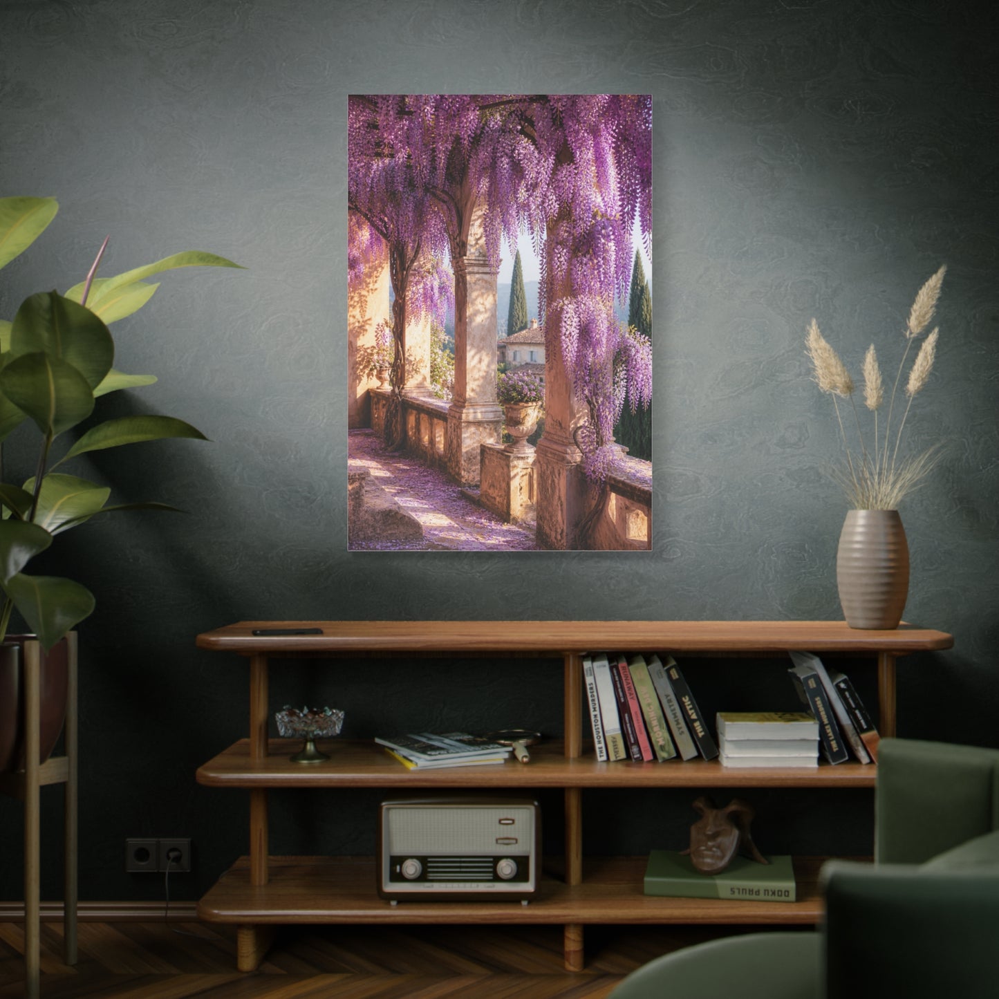 Cascading Wisteria Balcony Scene Wall Art & Canvas Print