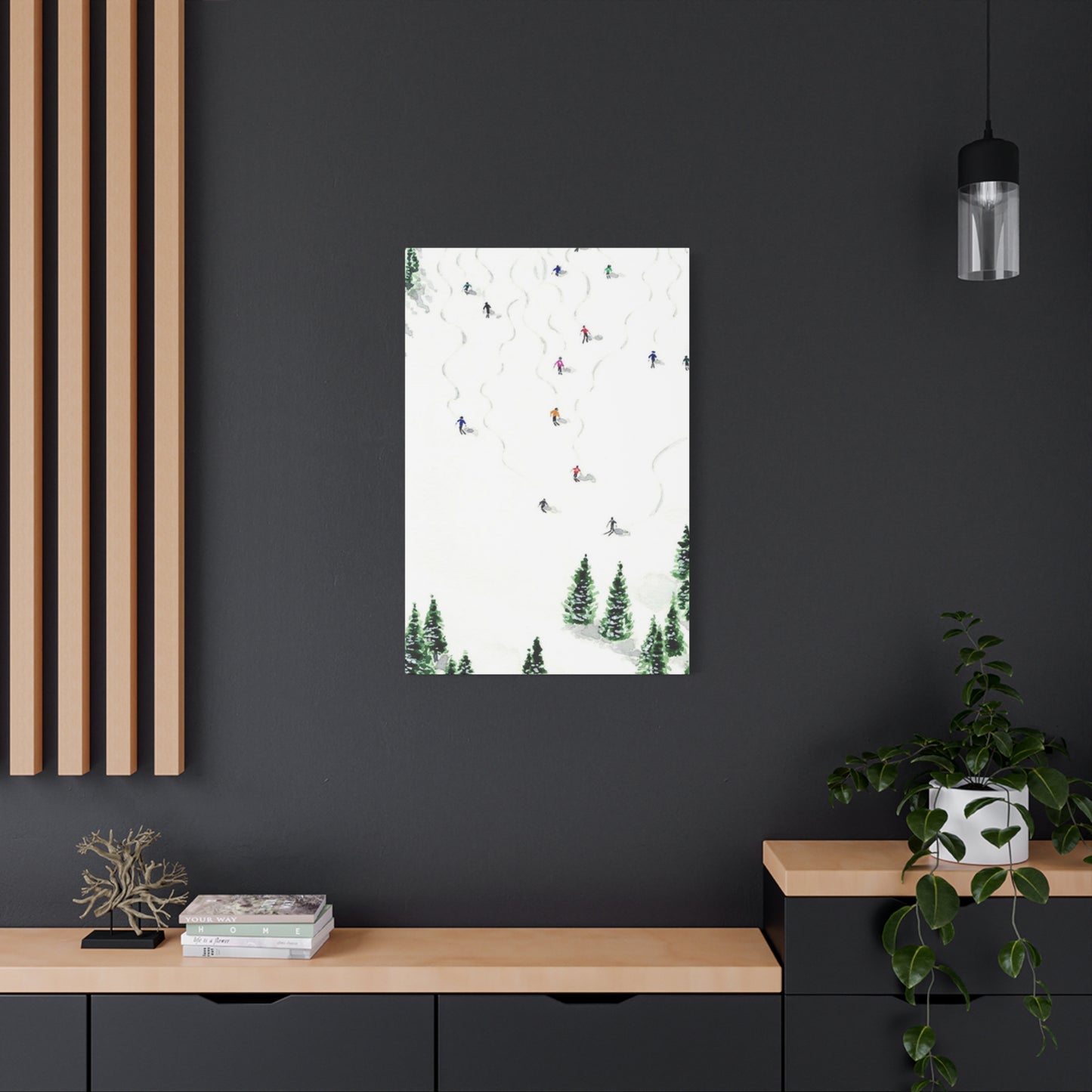 Skiing With Pine Trees Wall Art & Canvas Prints