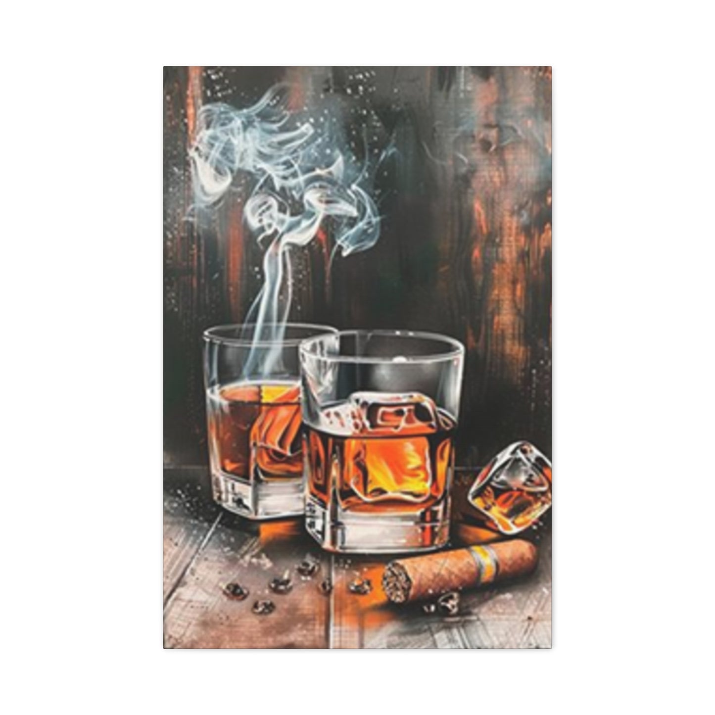 Whiskey And Cigar Painting Wall Art & Canvas Prints