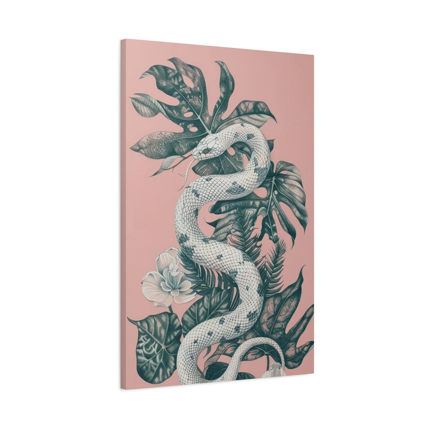 White Snake On Leaves Wall Art & Canvas Prints