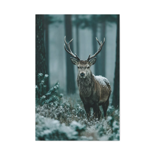 Winter Pine Stag Portrait Wall Art & Canvas Print