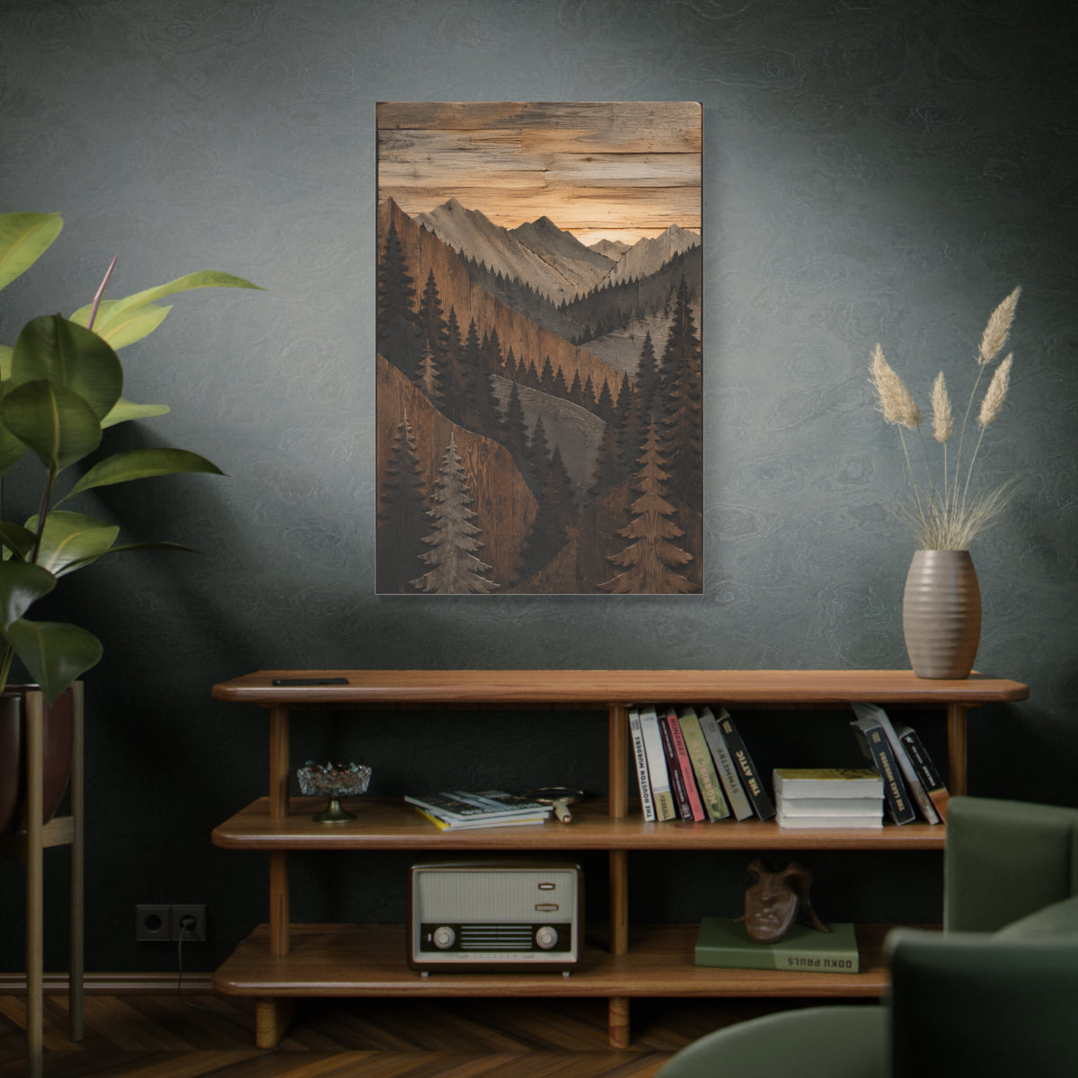 Layered Wood Mountain Forest Relief Trees Wall Art & Canvas Print