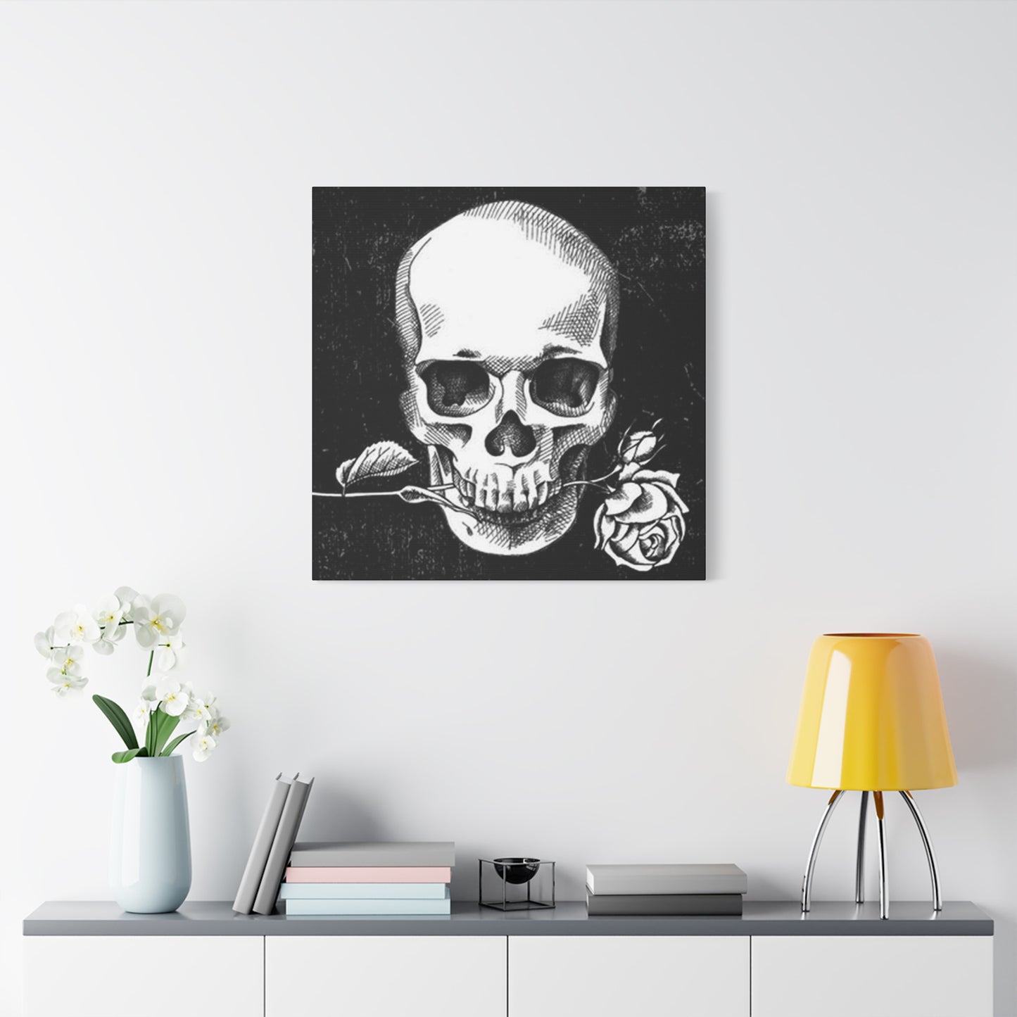 Rose In Skull Mouth Wall Art & Canvas Prints