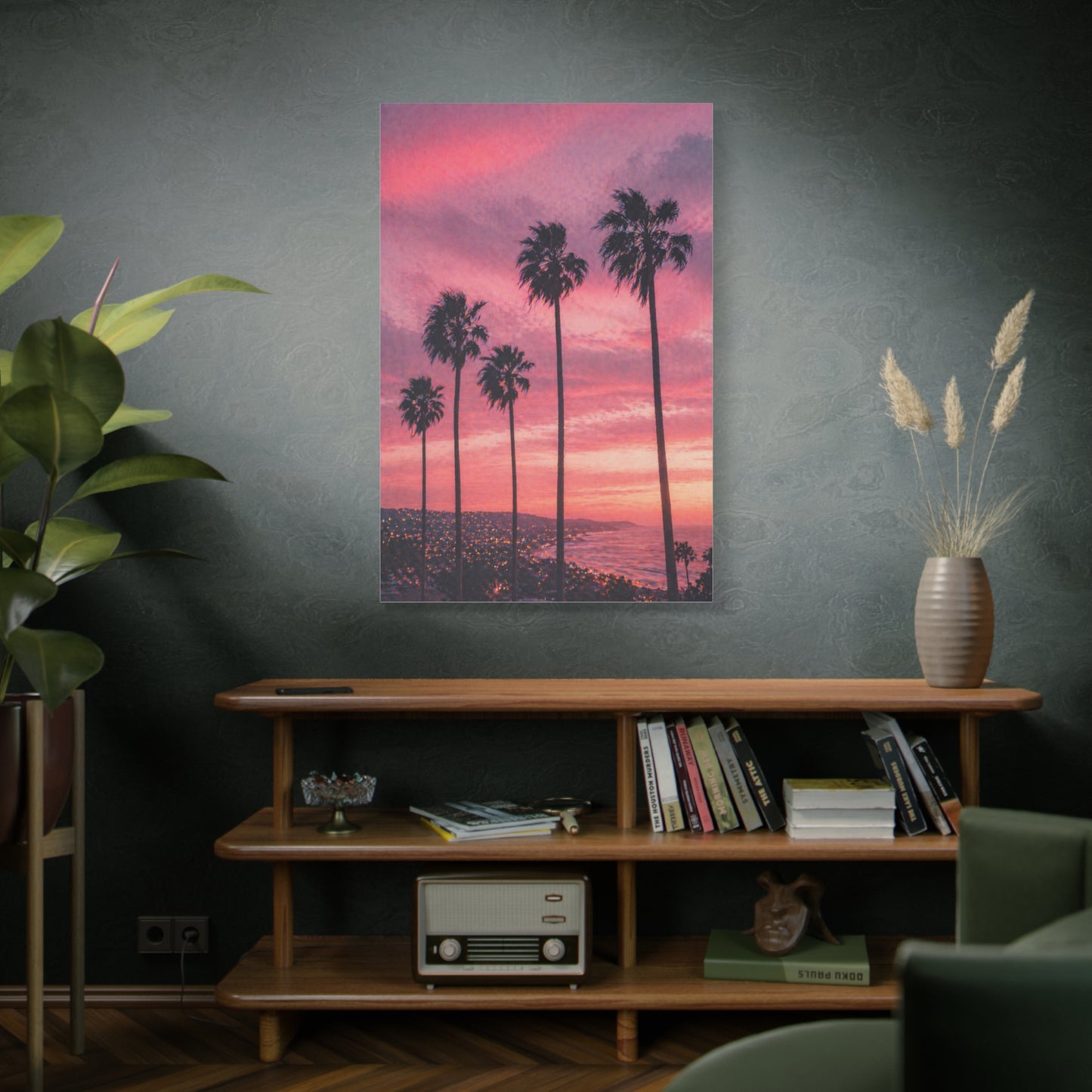Pink Sunset Palm Coast Wall Art & Canvas Print