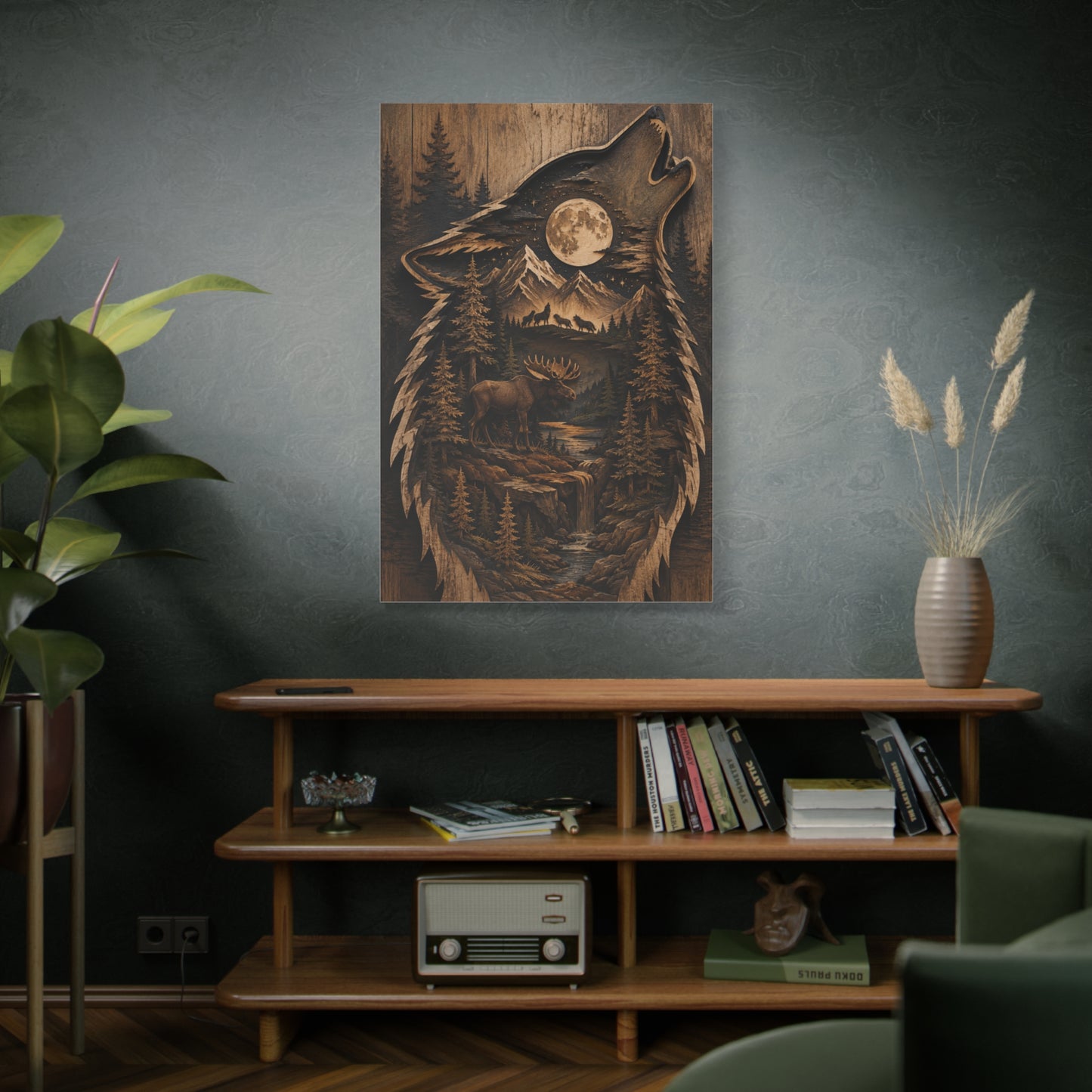 Forest Silhouette Wolf Storyscape Wood Panel Wall Art & Canvas Print