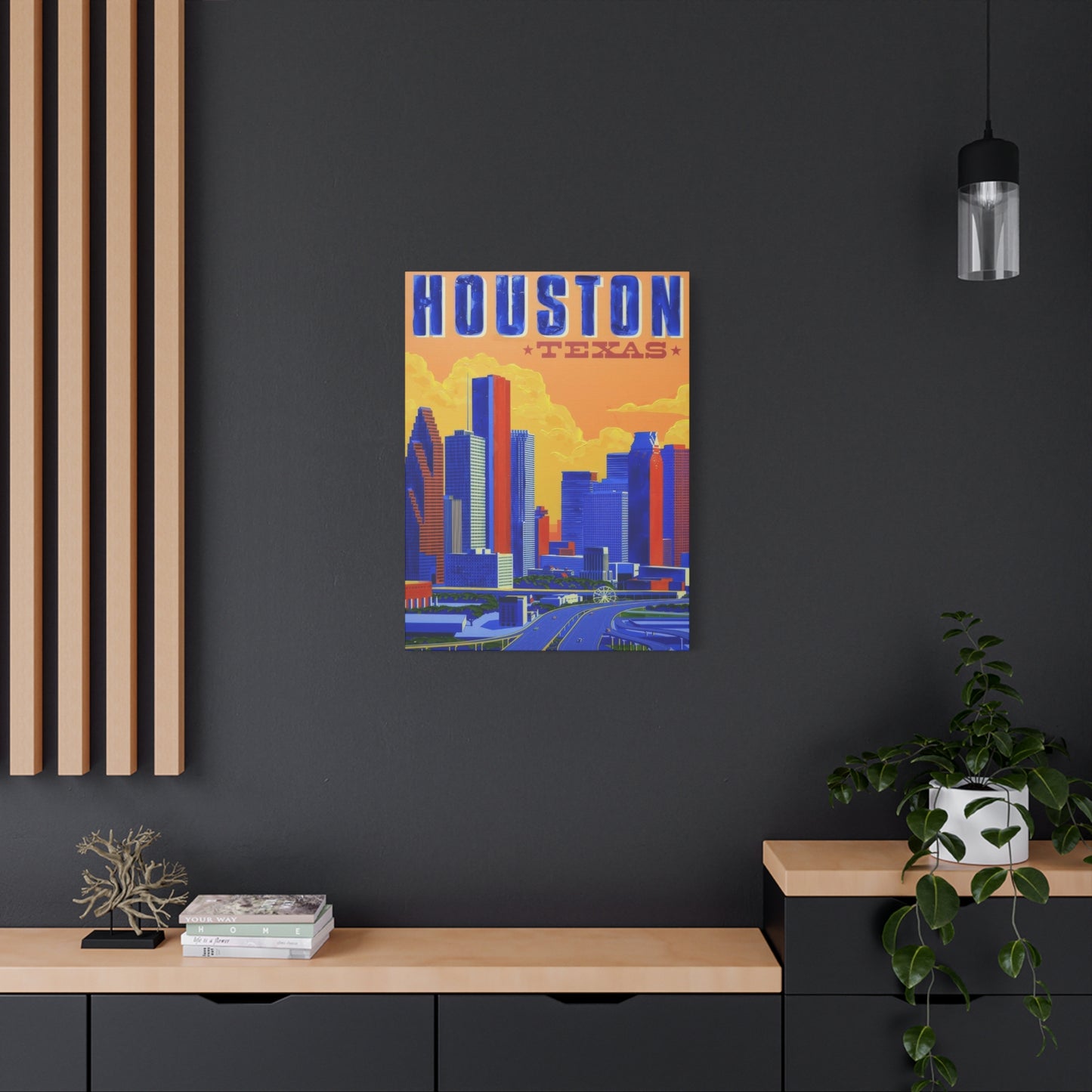 Houston Skyline Blue Yellow Wall Art & Canvas Prints