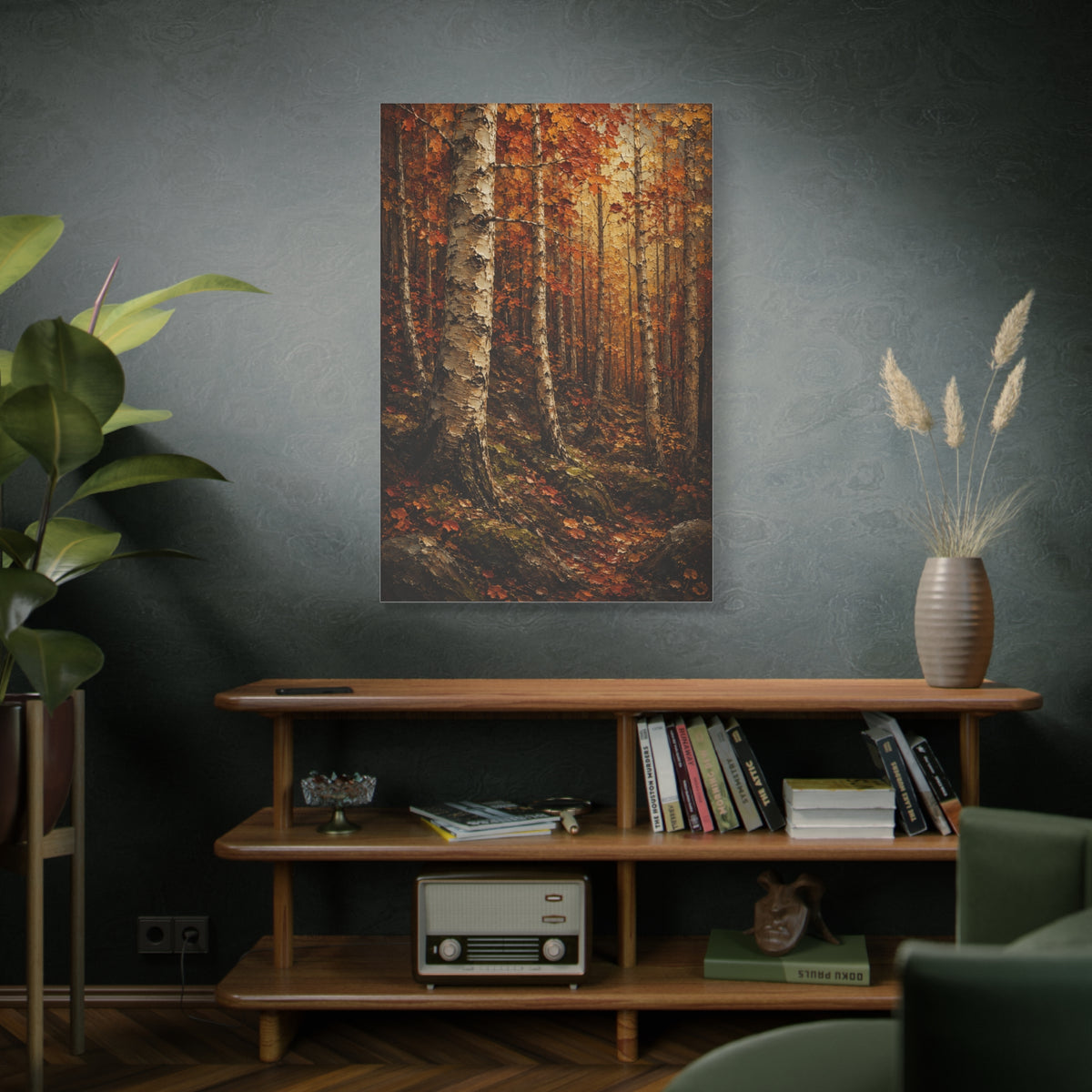 Autumn Birch Forest Painterly Path Trees Wall Art & Canvas Print