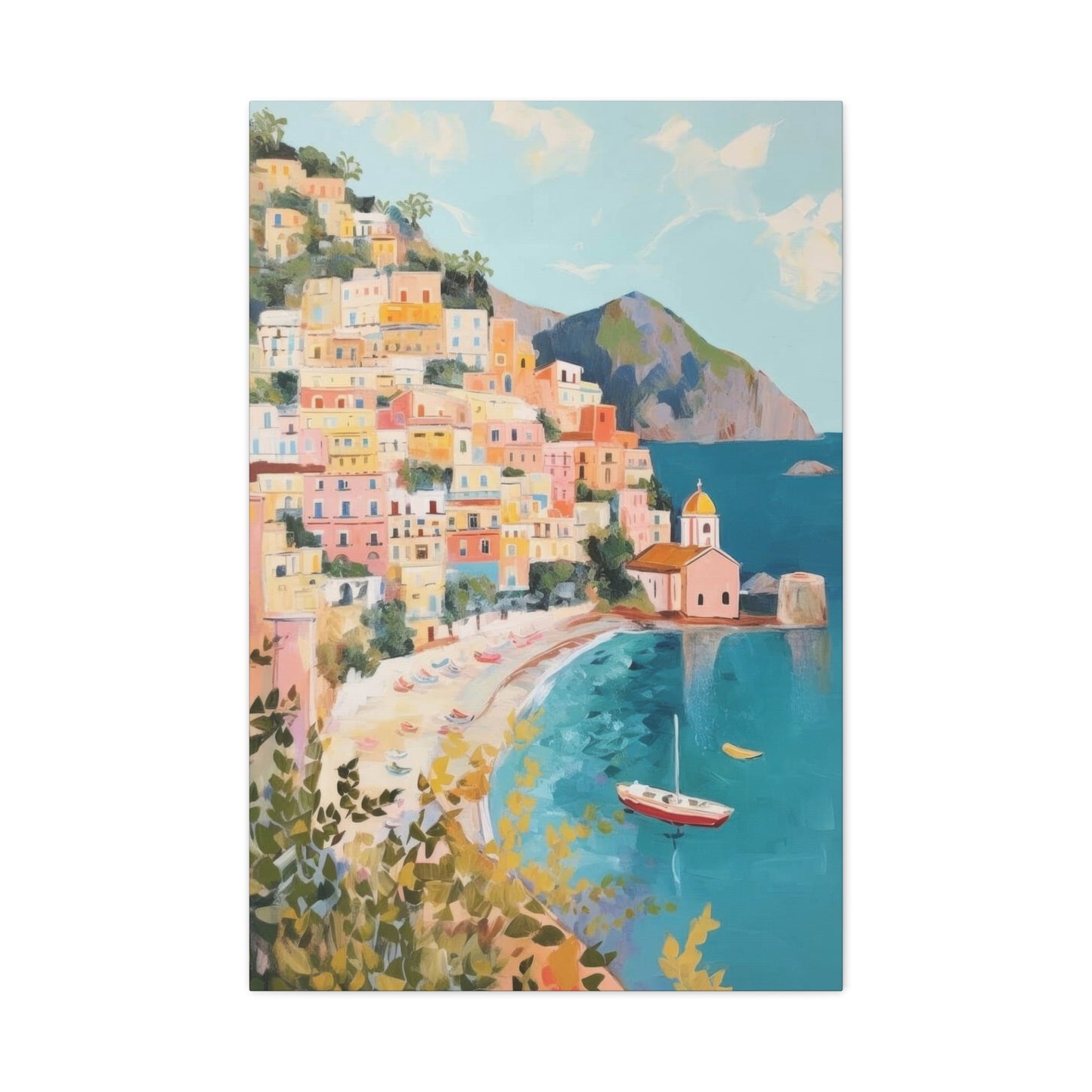 Amalfi Coast Italy Aqua Yellow Warm Wall Art & Canvas Prints