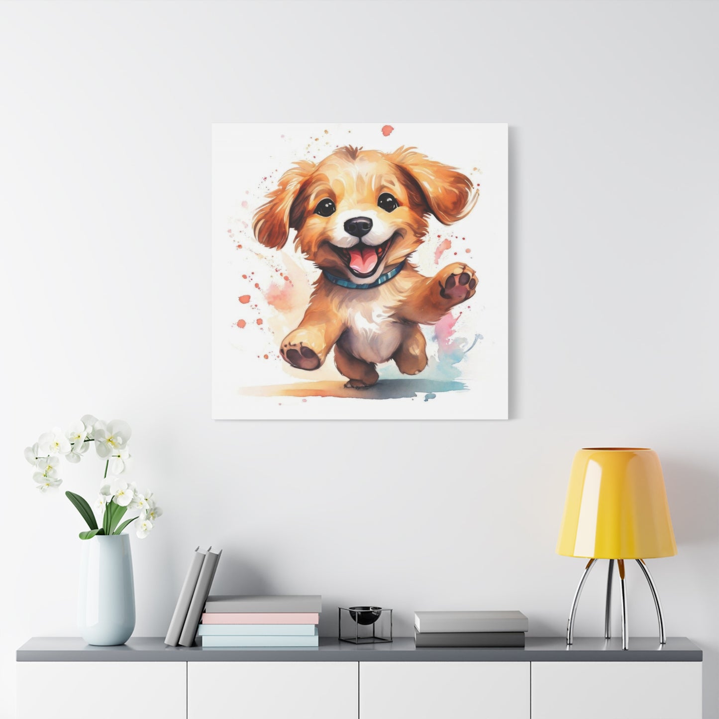 Happy Dancing Dog Puppy Wall Art & Canvas Prints