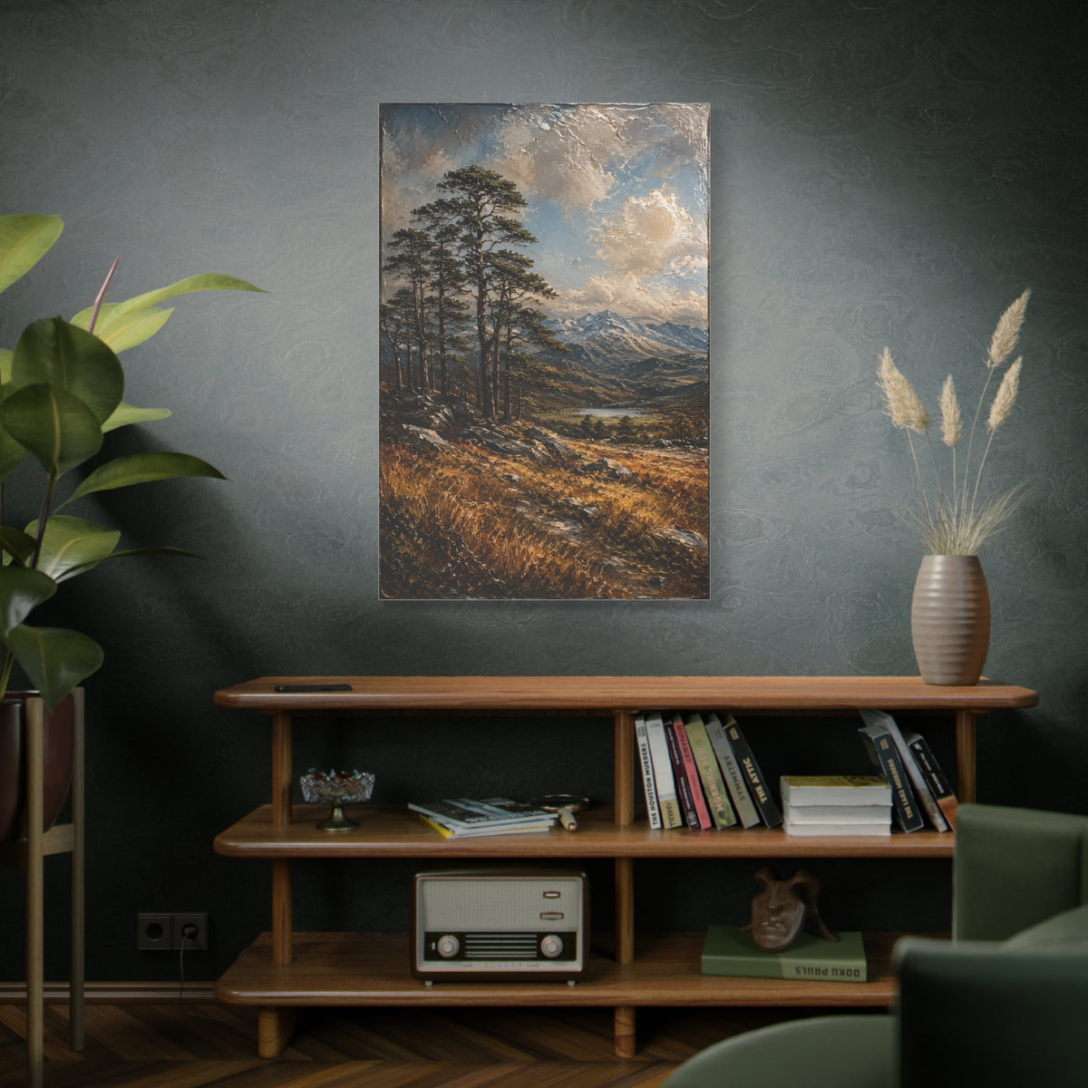 Mountain Pine Landscape Oil Painting Trees Wall Art & Canvas Print