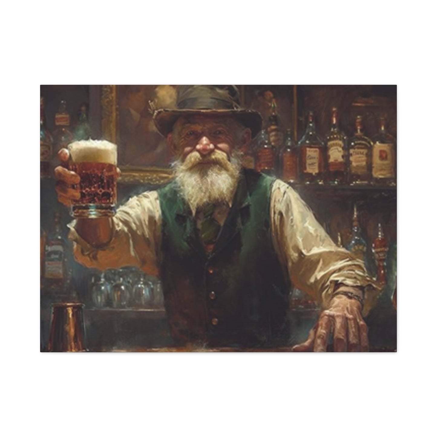 Old Man At Bar Painting Wall Art & Canvas Prints