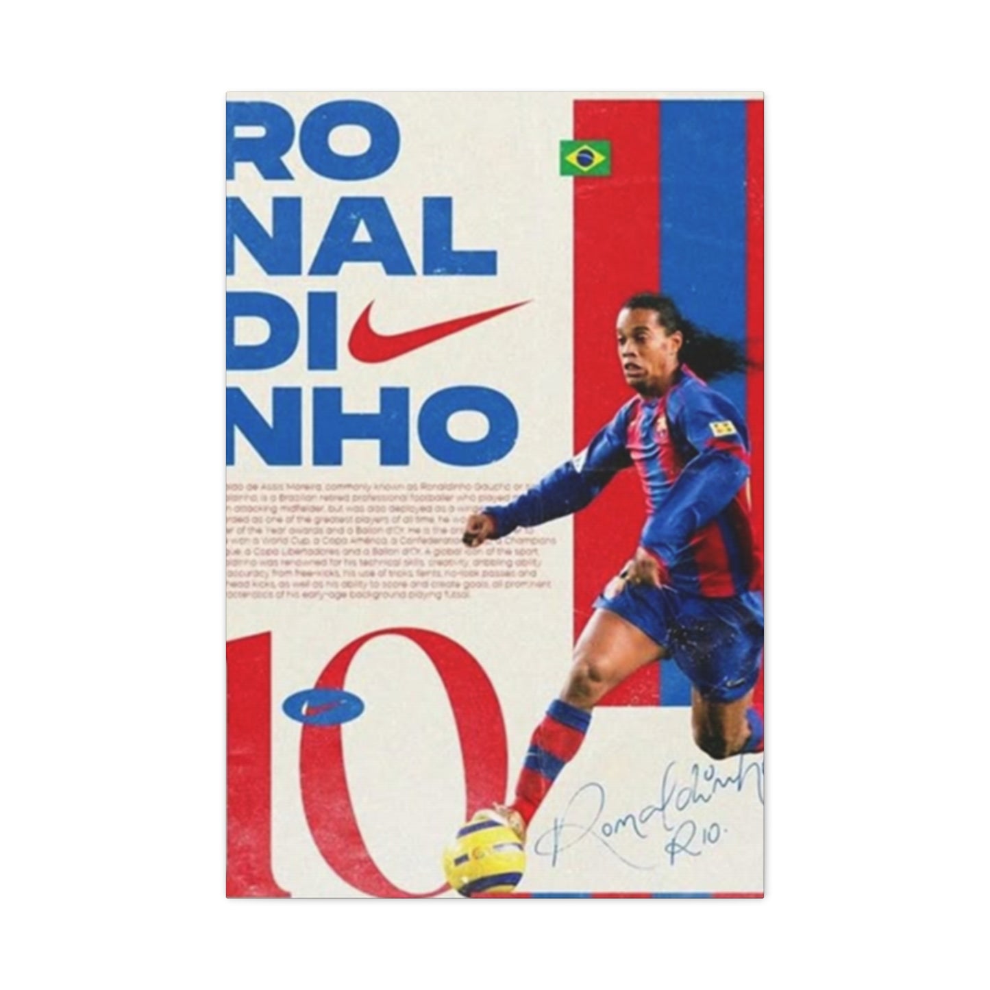 Ronaldinho Playing Soccer Poster Wall Art & Canvas Prints
