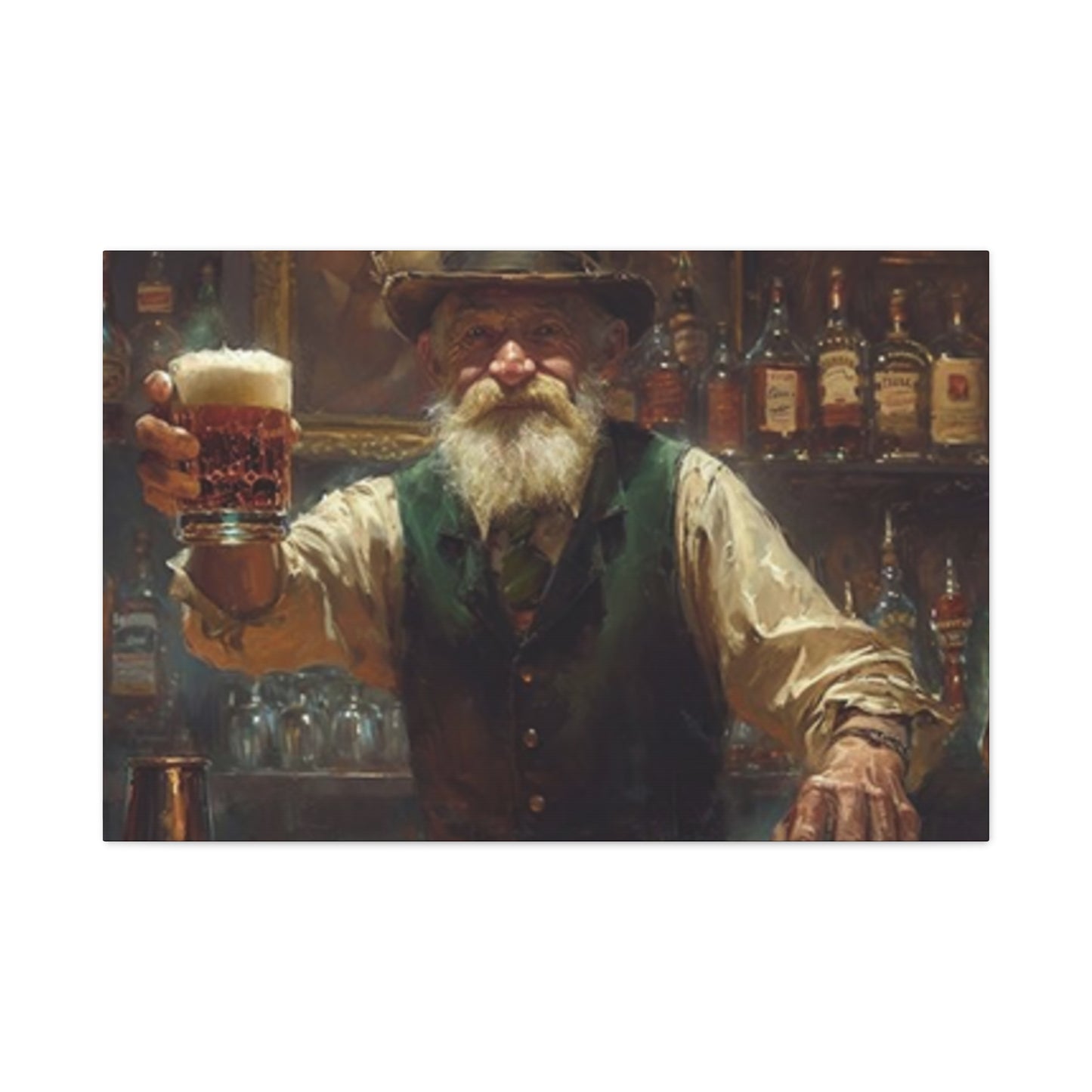 Old Man At Bar Painting Wall Art & Canvas Prints