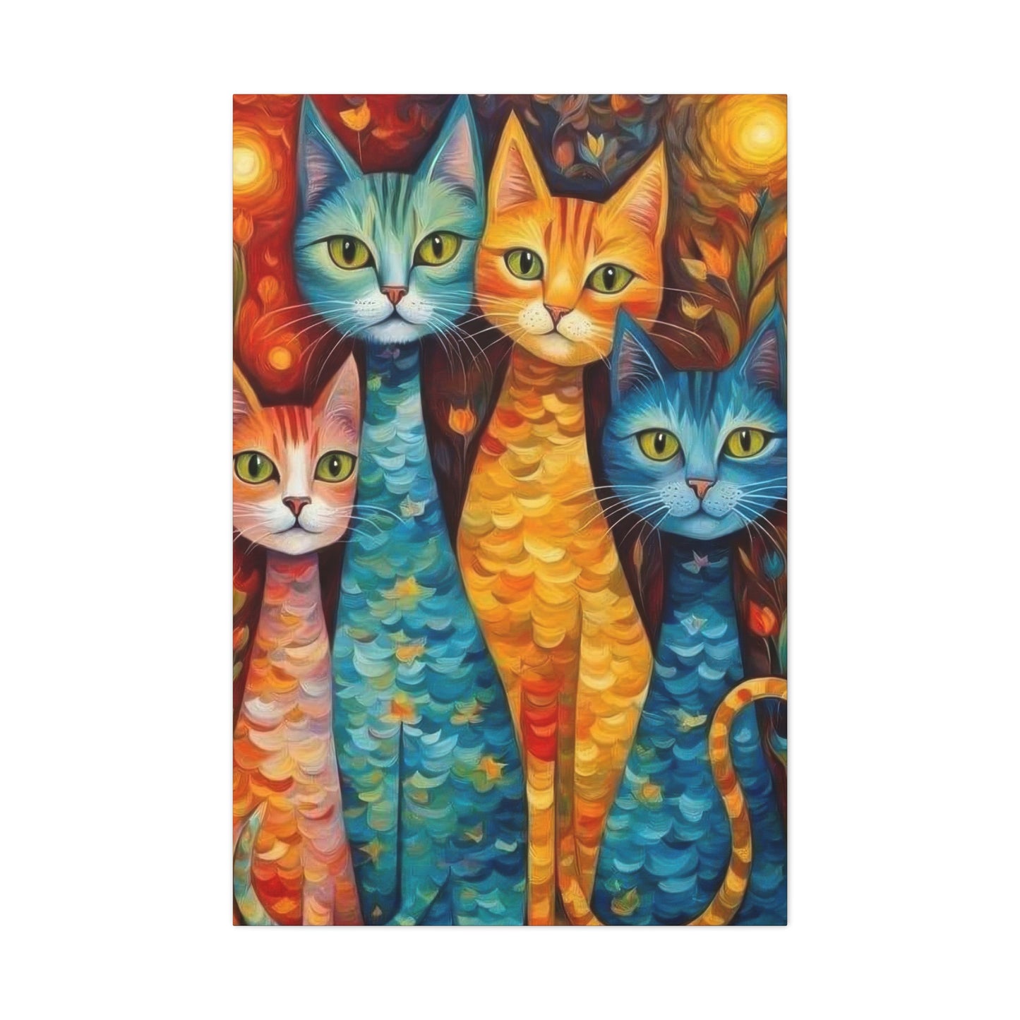 Cat Family Colorglow Wall Art & Canvas Prints