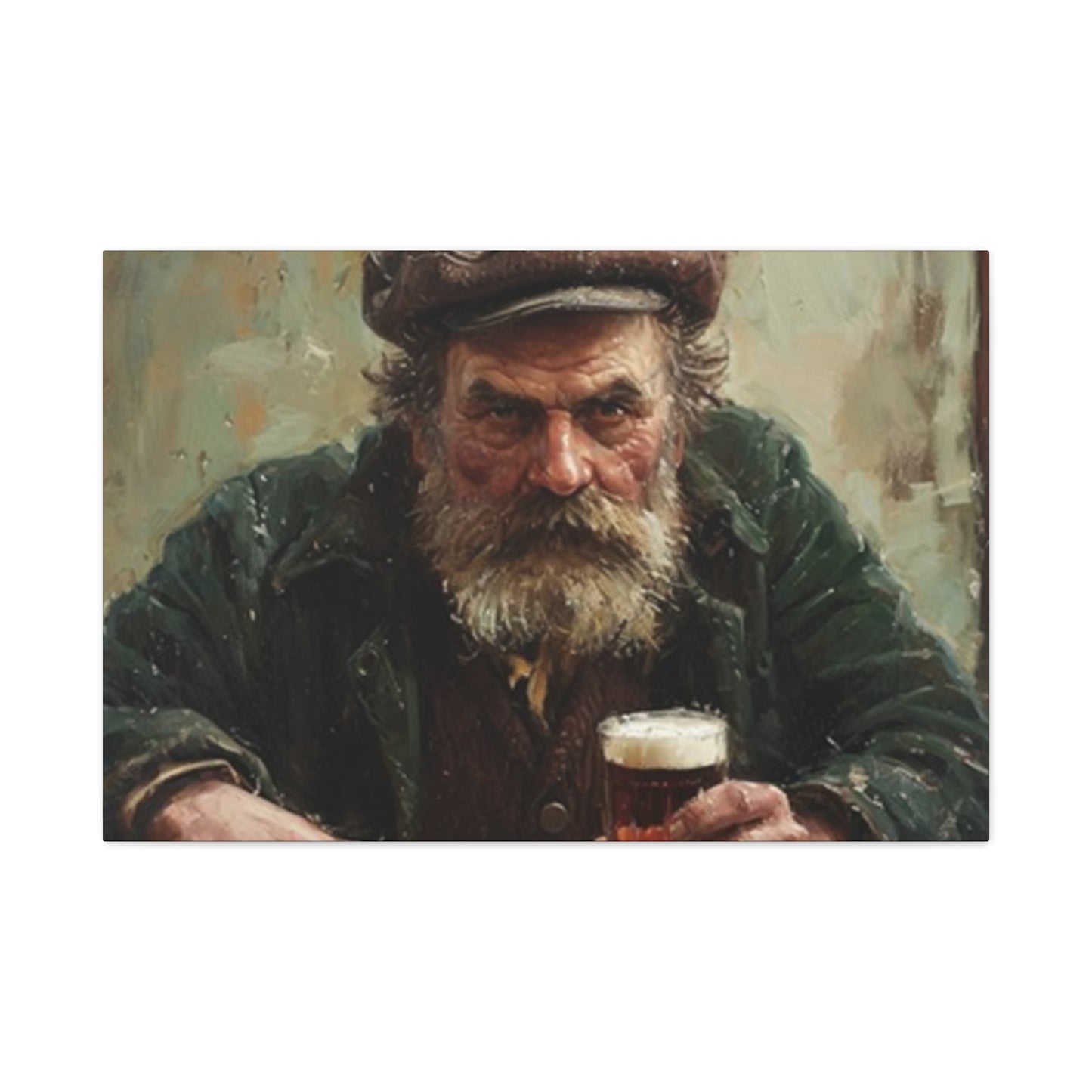 Old Man With A Beer Painting Wall Art & Canvas Prints