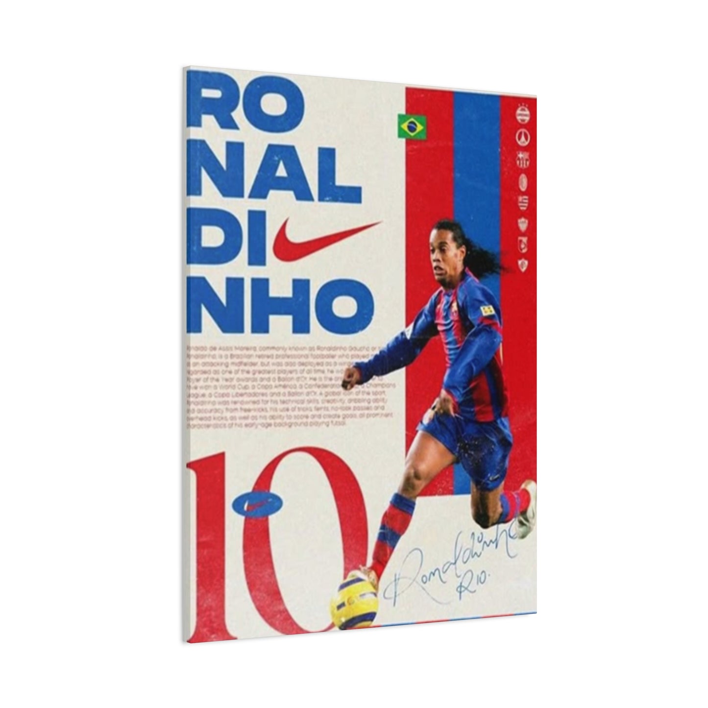 Ronaldinho Playing Soccer Poster Wall Art & Canvas Prints