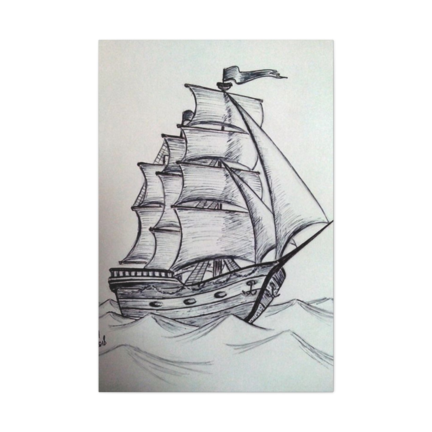 Ship Sailing Drawing Wall Art & Canvas Prints