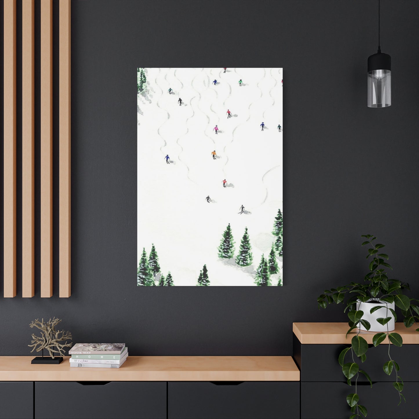 Skiing With Pine Trees Wall Art & Canvas Prints