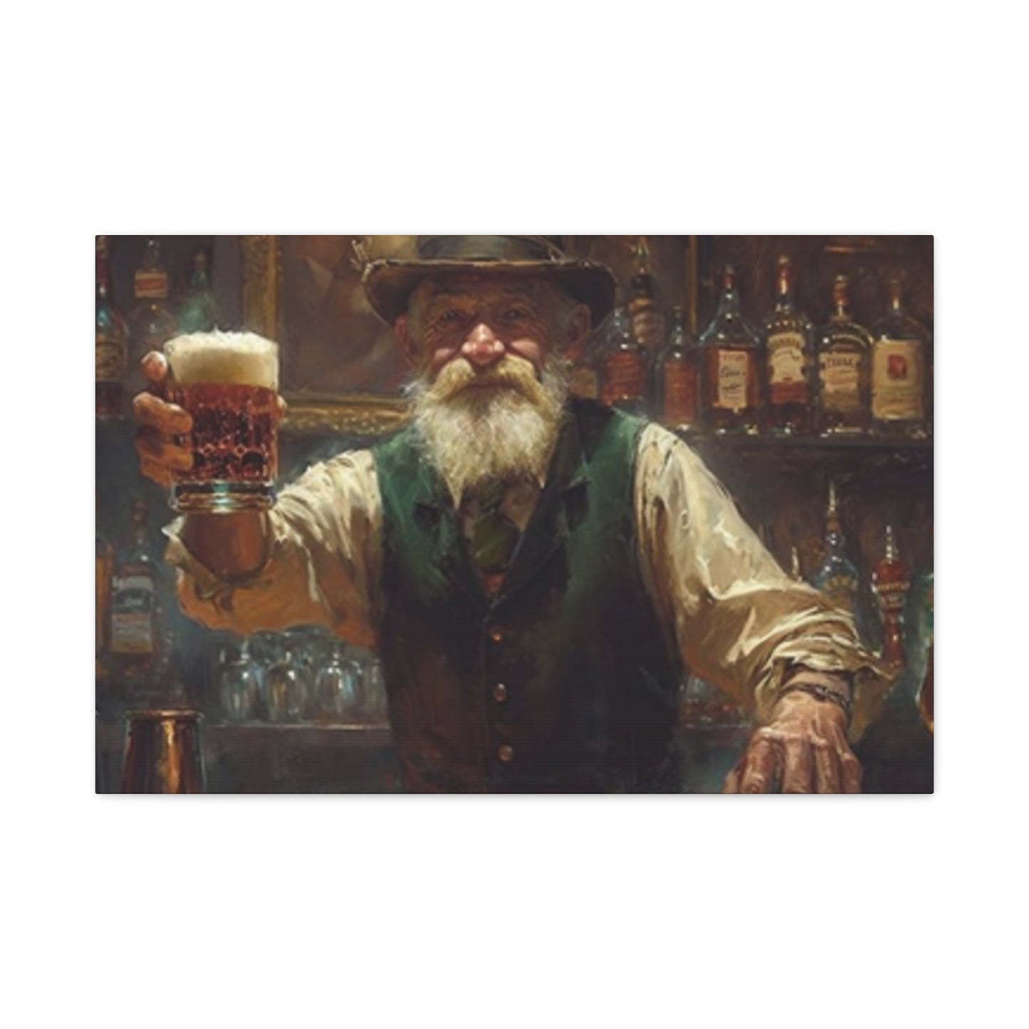 Old Man At Bar Painting Wall Art & Canvas Prints