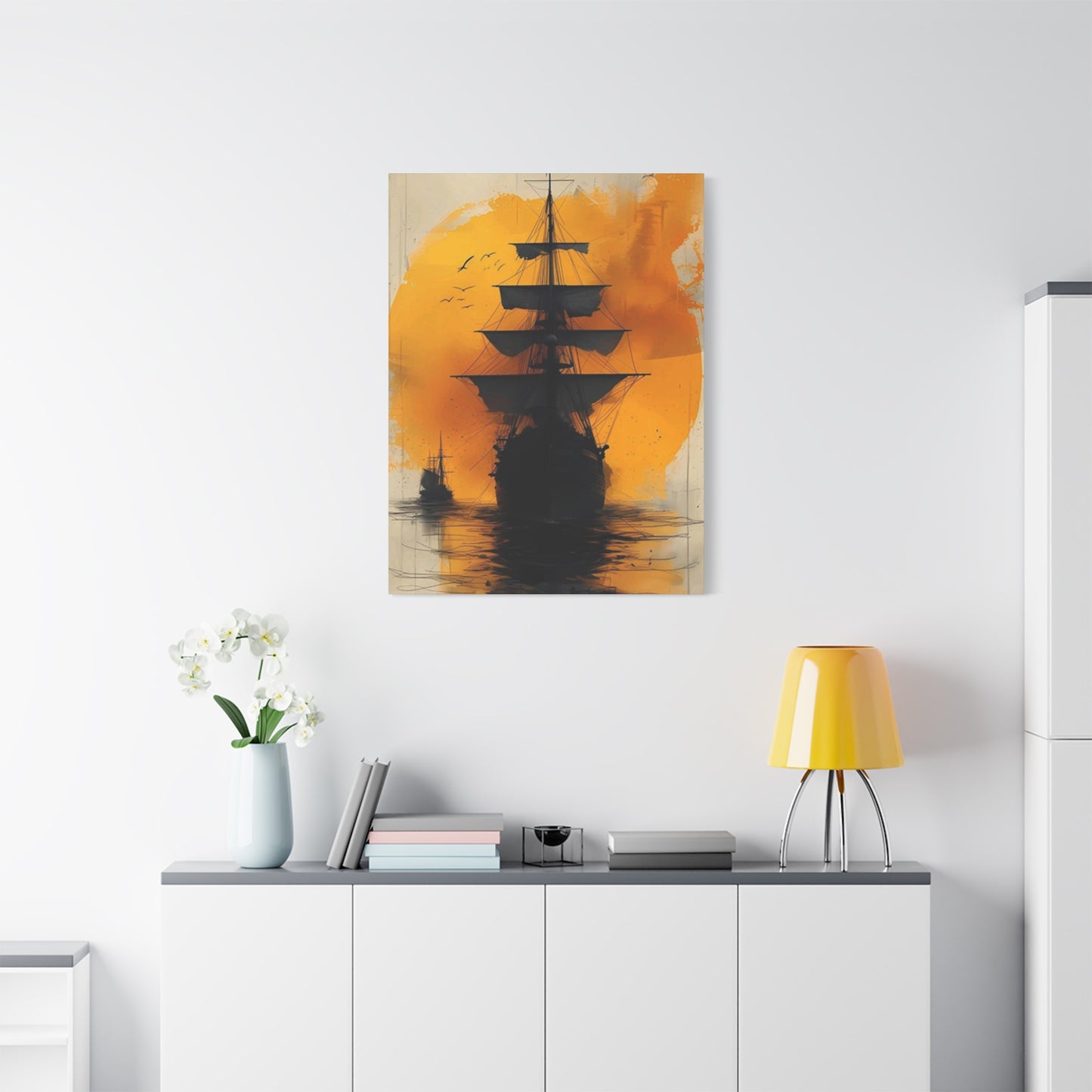 Black Sailing Ship Poster Wall Art & Canvas Prints