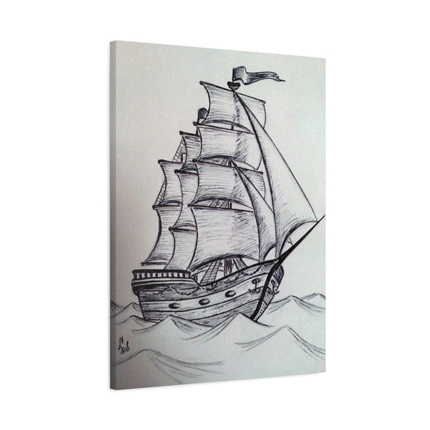 Ship Sailing Drawing Wall Art & Canvas Prints