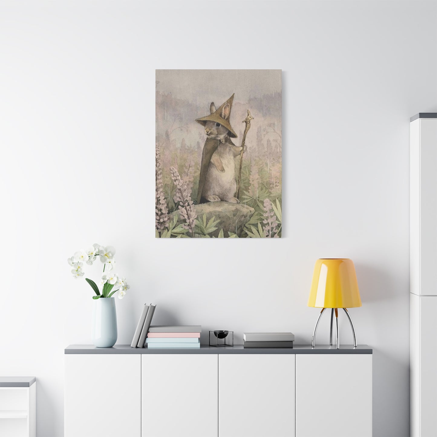 Old White Rabbit Painting Wall Art & Canvas Prints