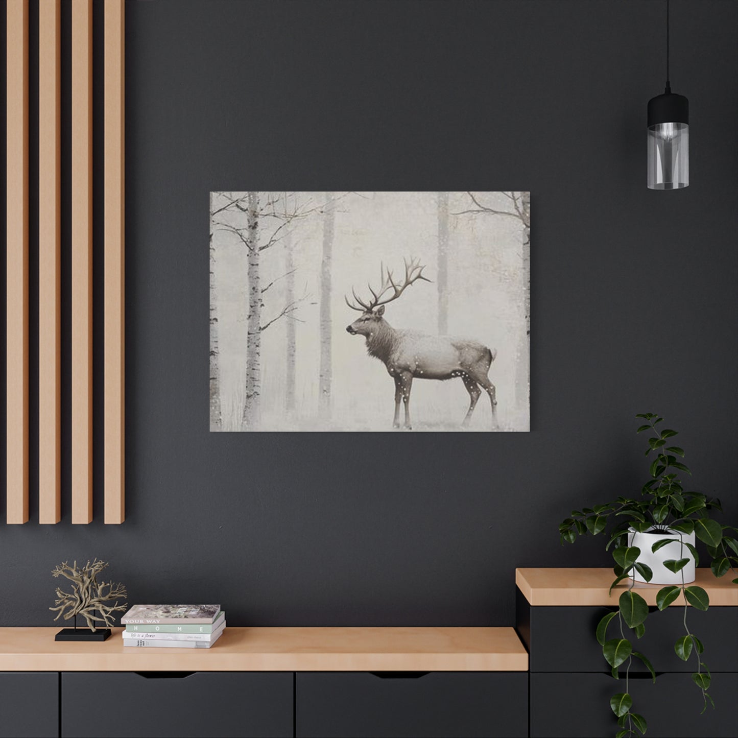 Deer In Snow Painting Wall Art & Canvas Prints