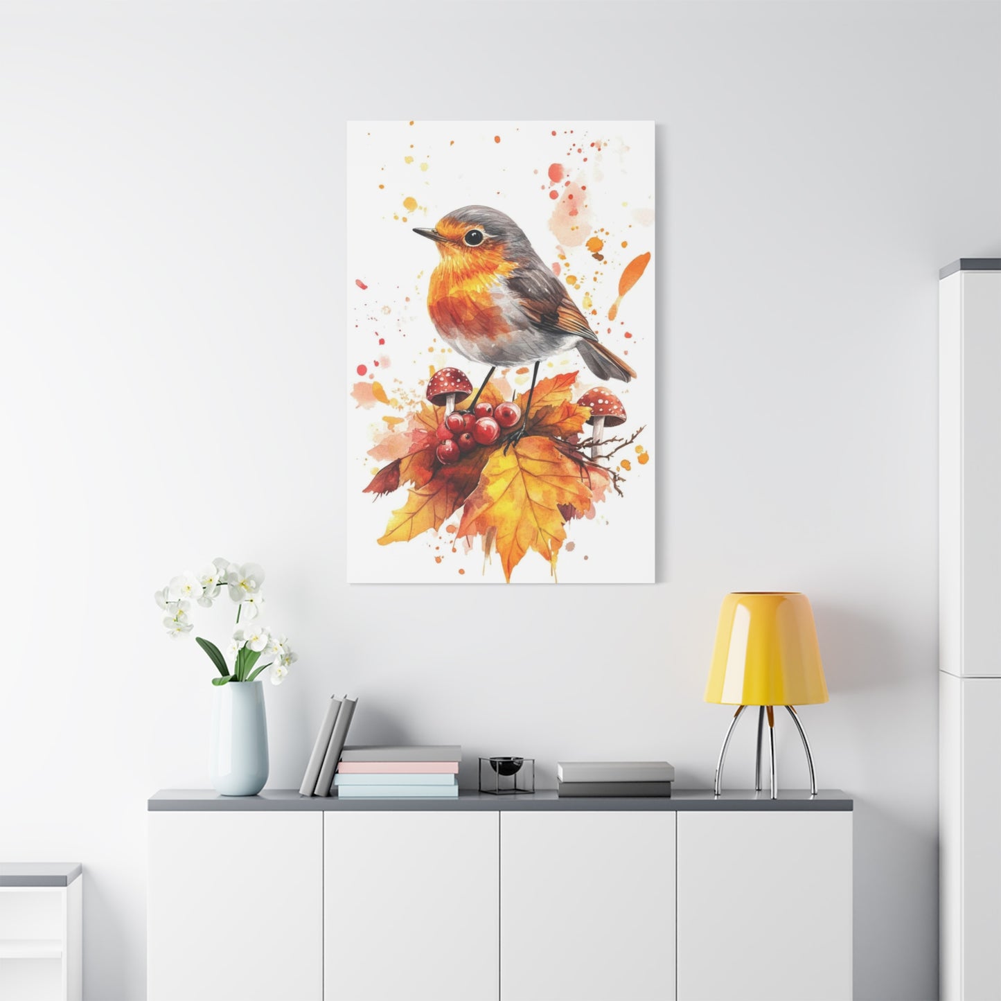 Birds Berries Warm Wall Art & Canvas Prints