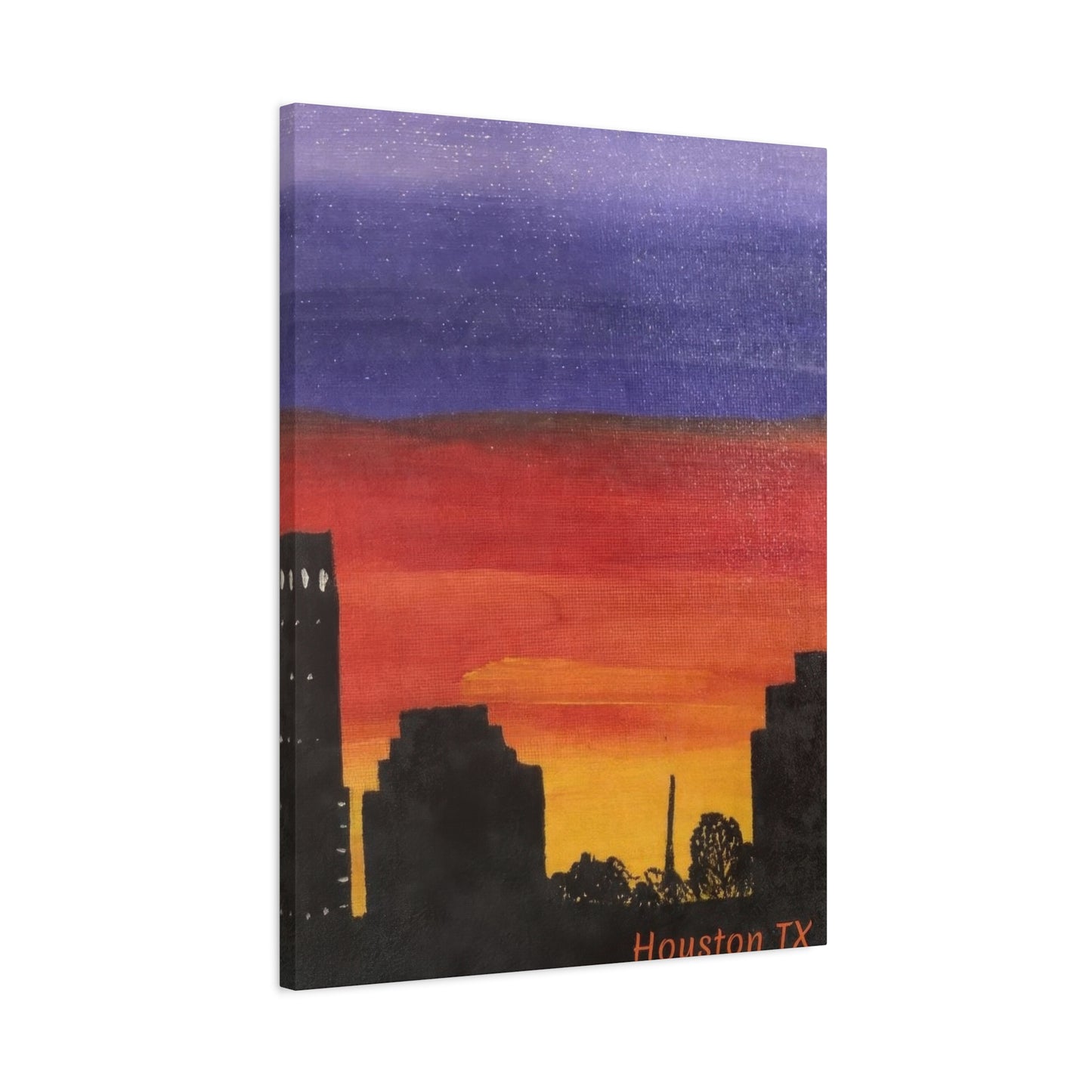 Houston Skyline Yellow Orange Violet Wall Art & Canvas Prints