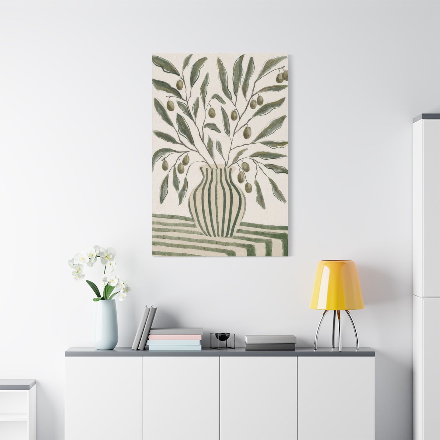 Green Striped Vase Wall Art & Canvas Prints