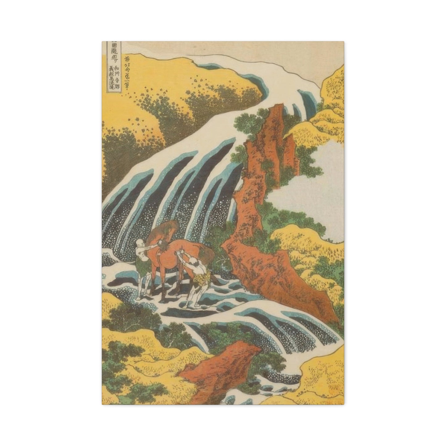 Katsushika Hokusai Waterfall Where Yoshitsune Washed His Horse At Yoshino In Yamato Province Wall Art & Canvas Prints