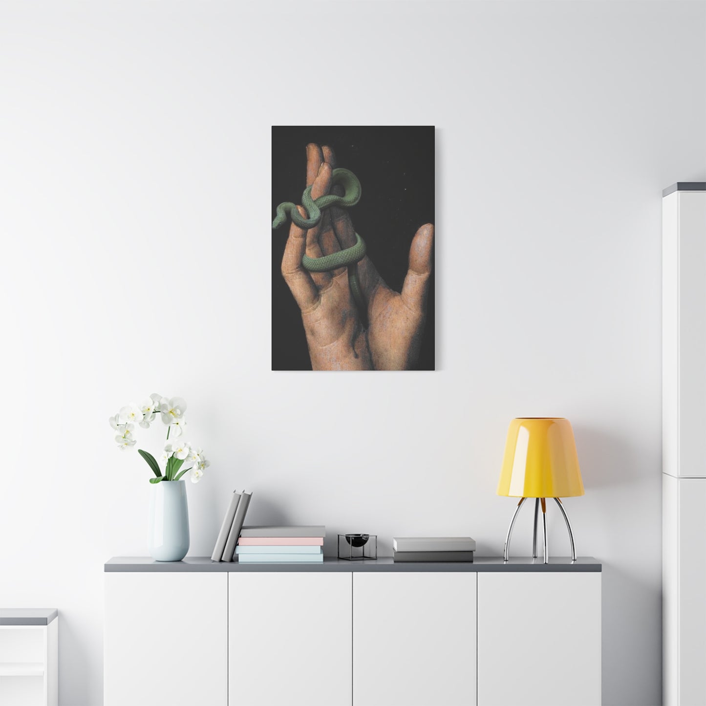 Snake On Hand Wall Art & Canvas Prints