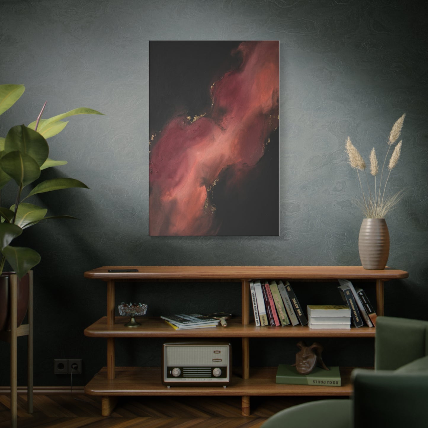 Red and Black Smoky Luxury Abstract Wall Art & Canvas Print