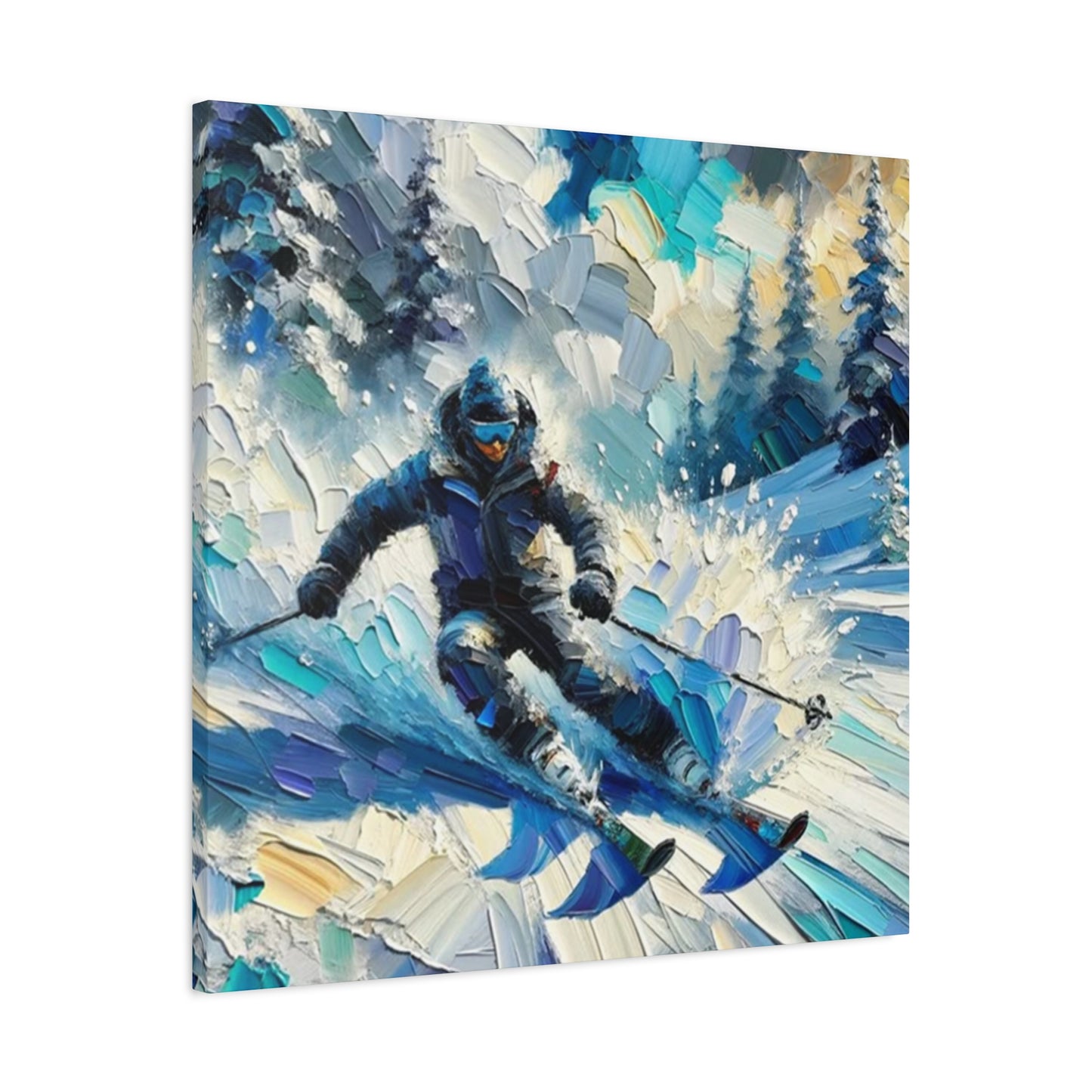 Skiing In Snow Mountains Painting Wall Art & Canvas Prints