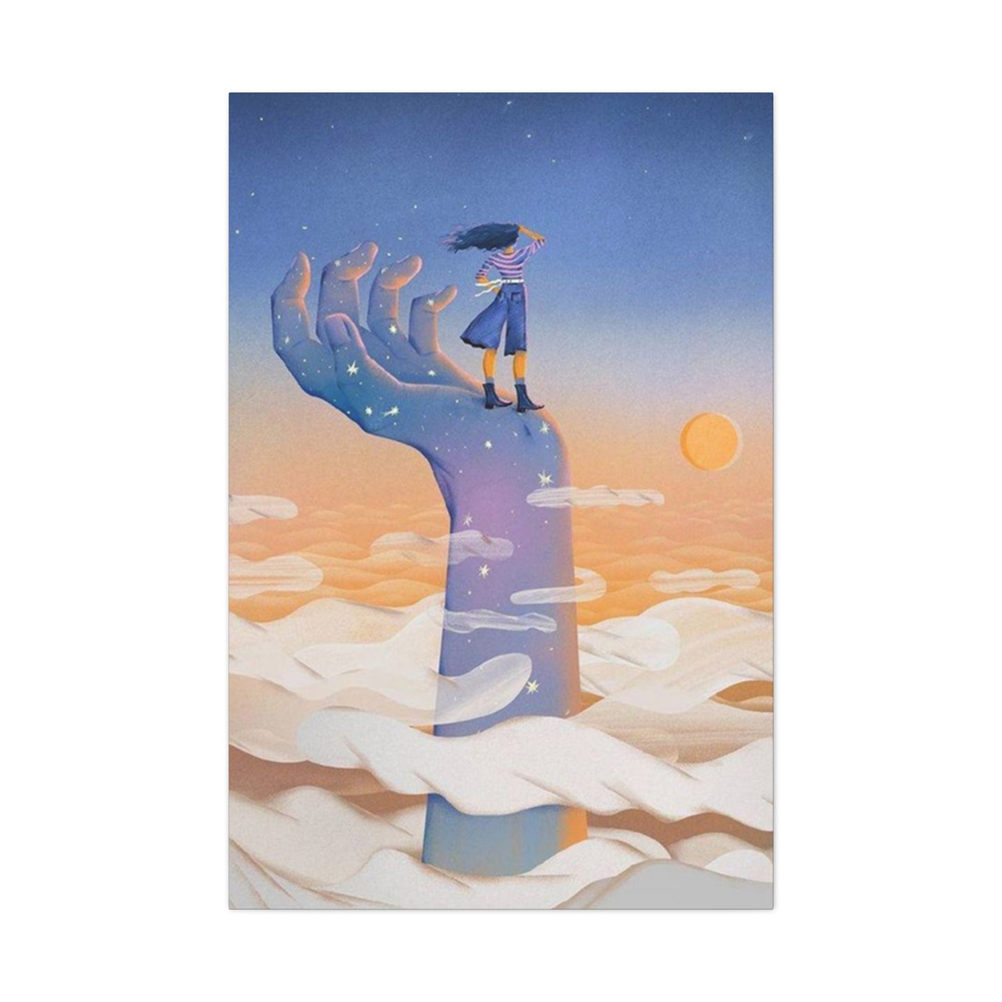 Girl On A Hand Wall Art & Canvas Prints