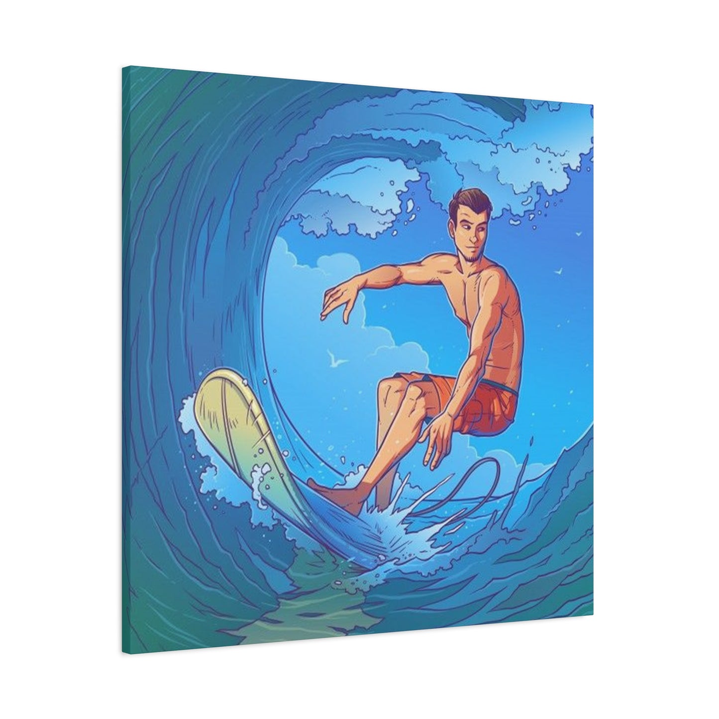 Wave Surfing Drawing Wall Art & Canvas Prints