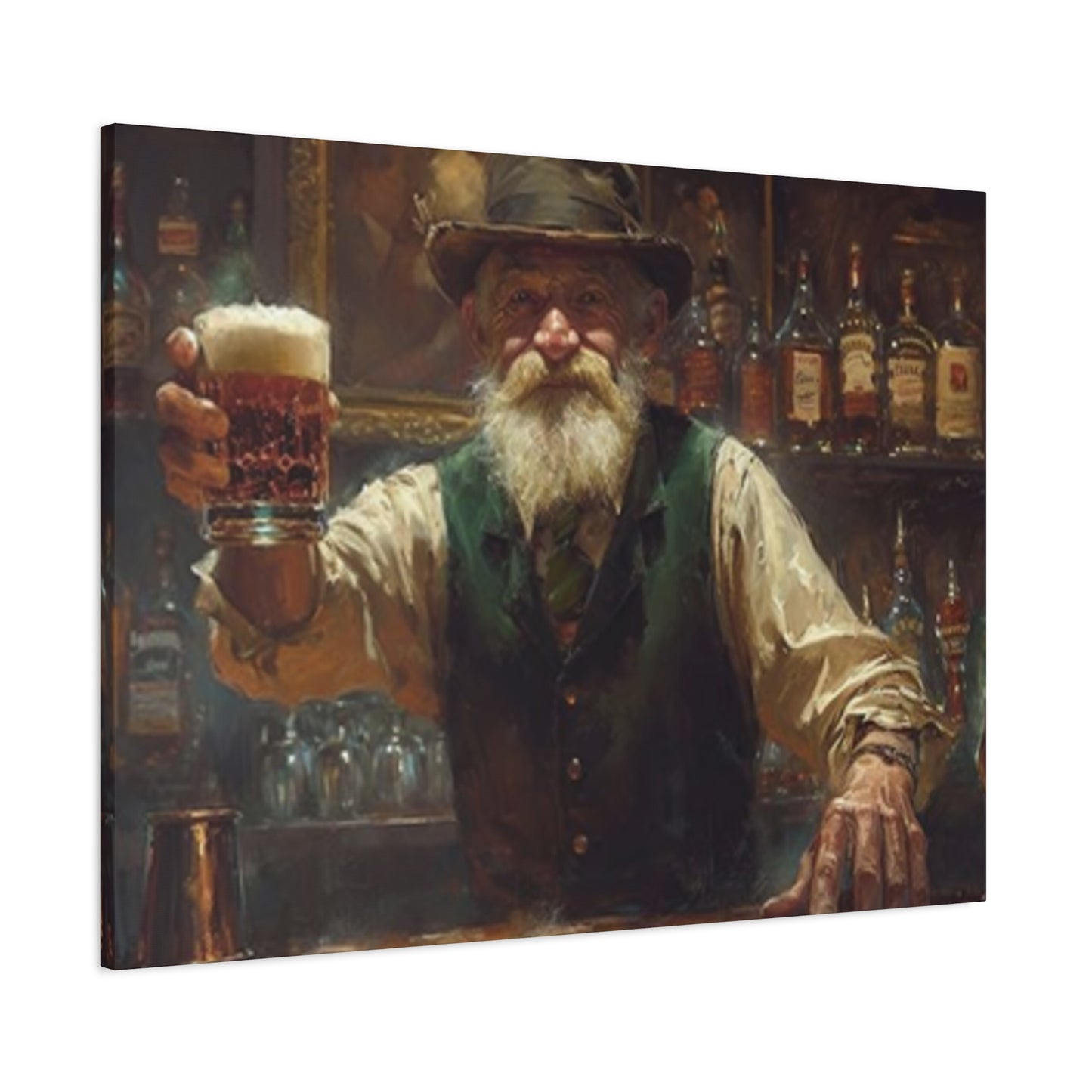 Old Man At Bar Painting Wall Art & Canvas Prints