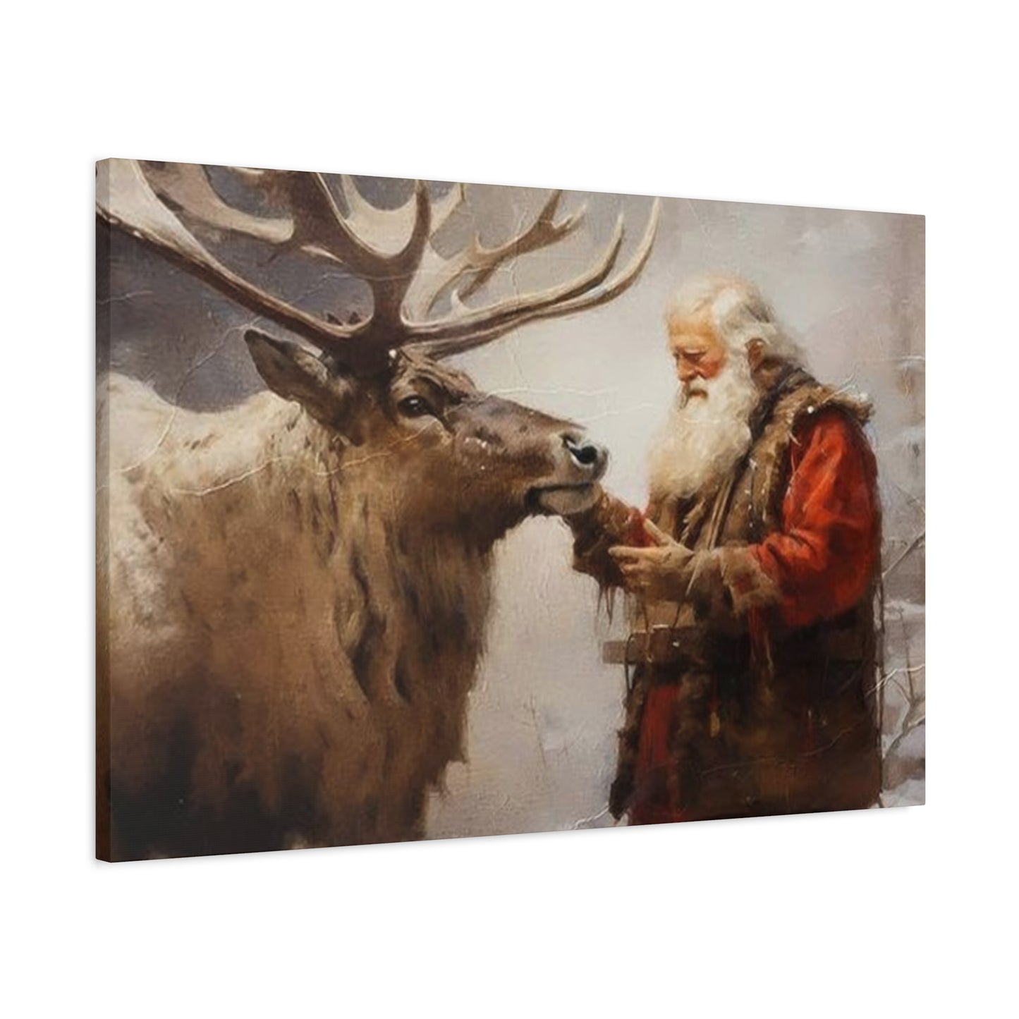 Santa Claus With Reindeer Wall Art & Canvas Prints