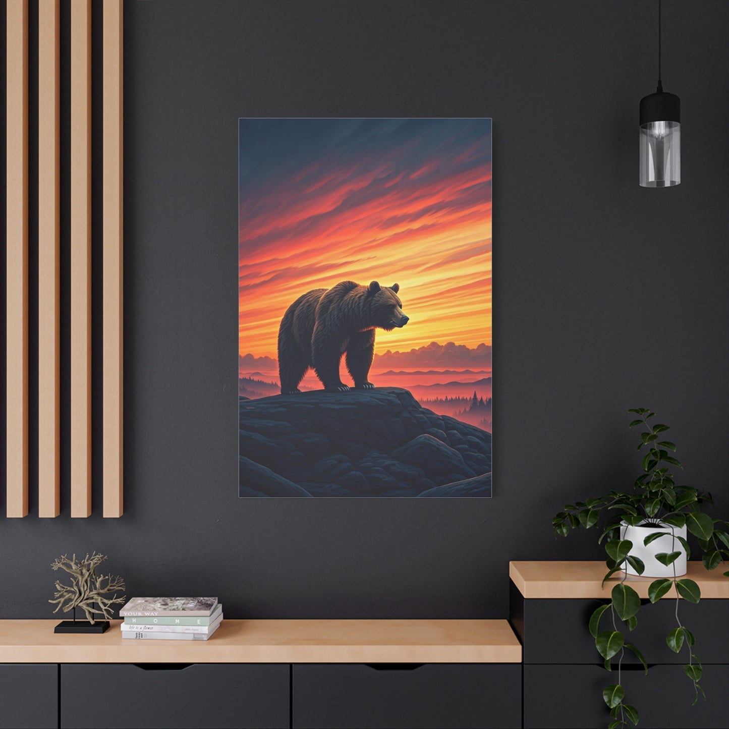 Sunset Summit Bear Silhouette Wall Art & Canvas Prints