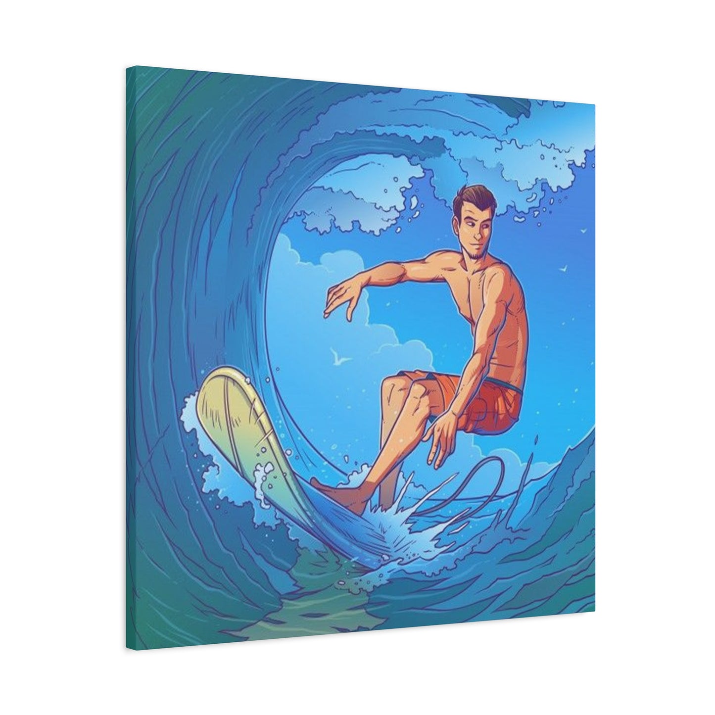 Wave Surfing Drawing Wall Art & Canvas Prints