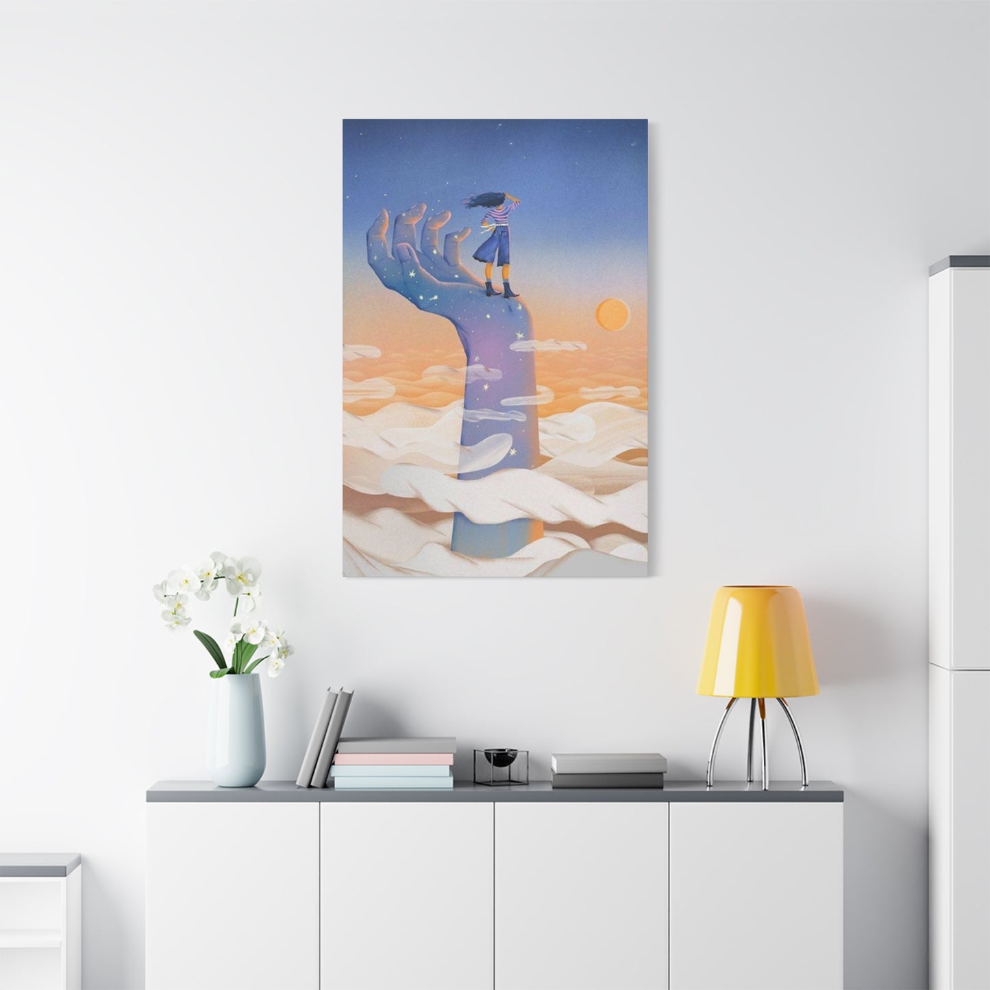 Girl On A Hand Wall Art & Canvas Prints