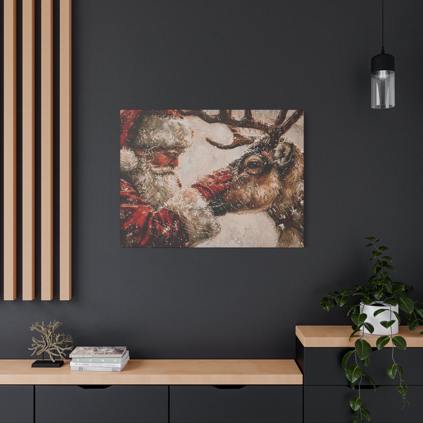 Santa Claus And Reindeer Wall Art & Canvas Prints
