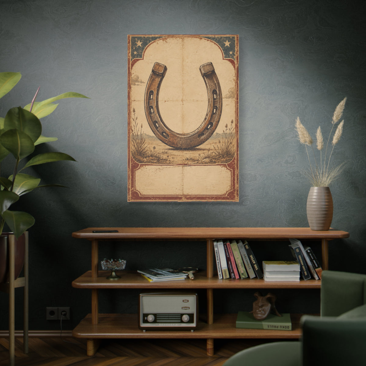 Rustic Horseshoe Frontier Poster Wall Art & Canvas Print