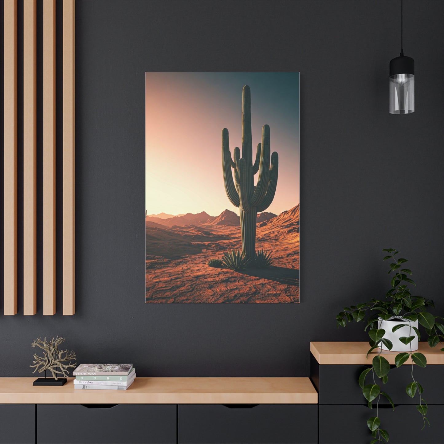 Golden Desert Saguaro Horizon Wall Art & Canvas Prints