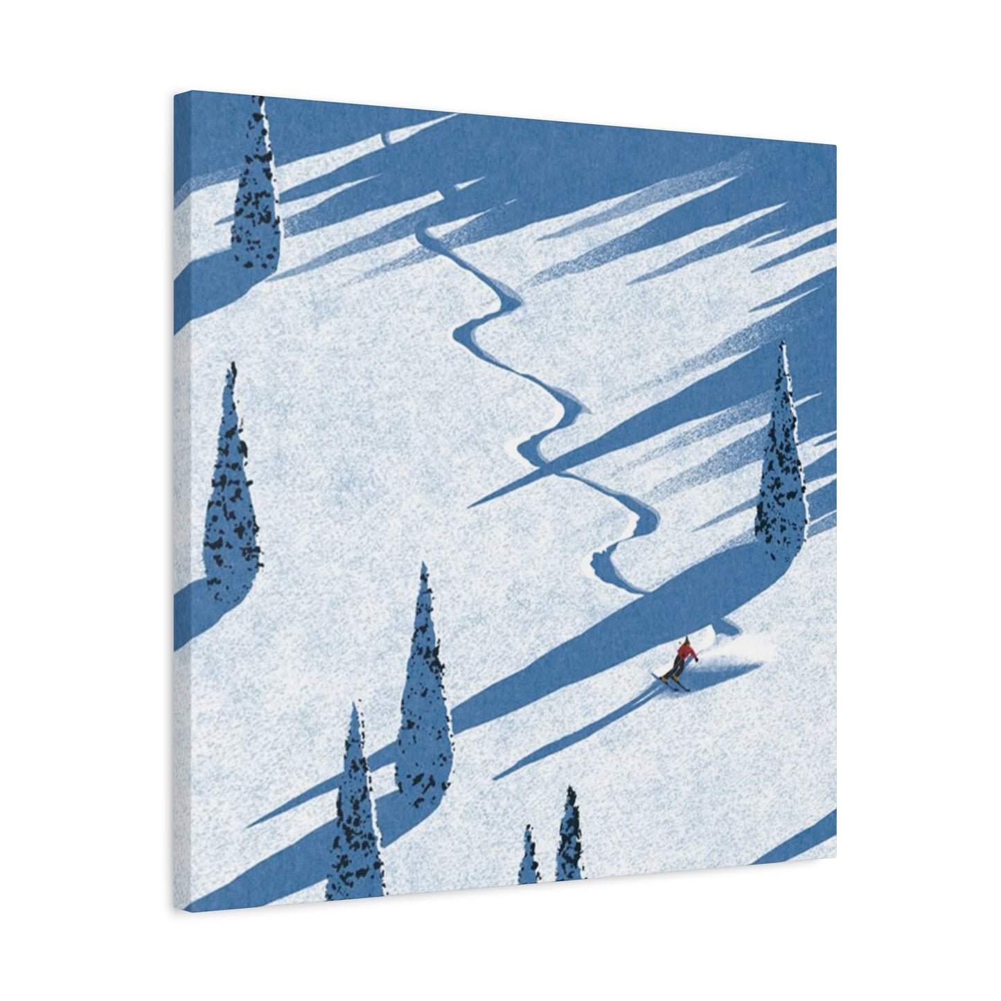 Skiing In White Snow Painting Wall Art & Canvas Prints