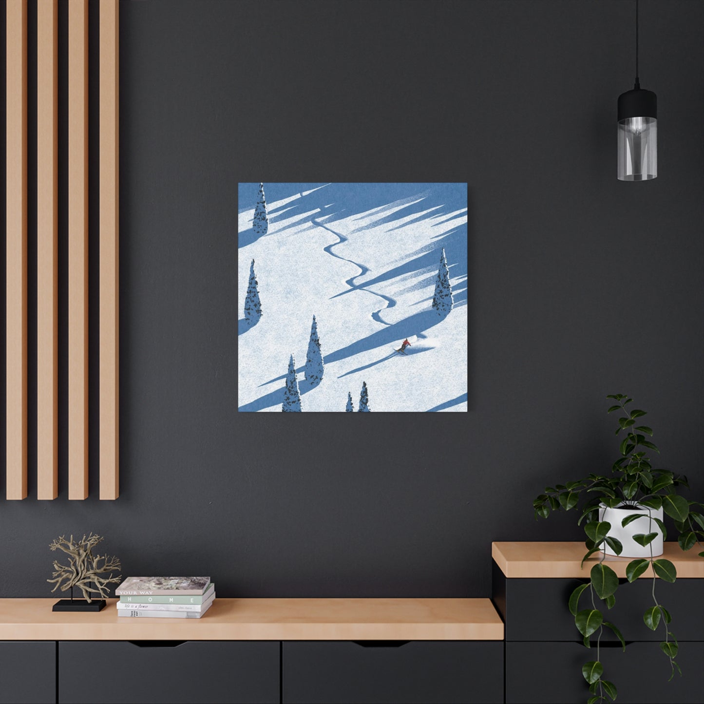 Skiing In White Snow Painting Wall Art & Canvas Prints