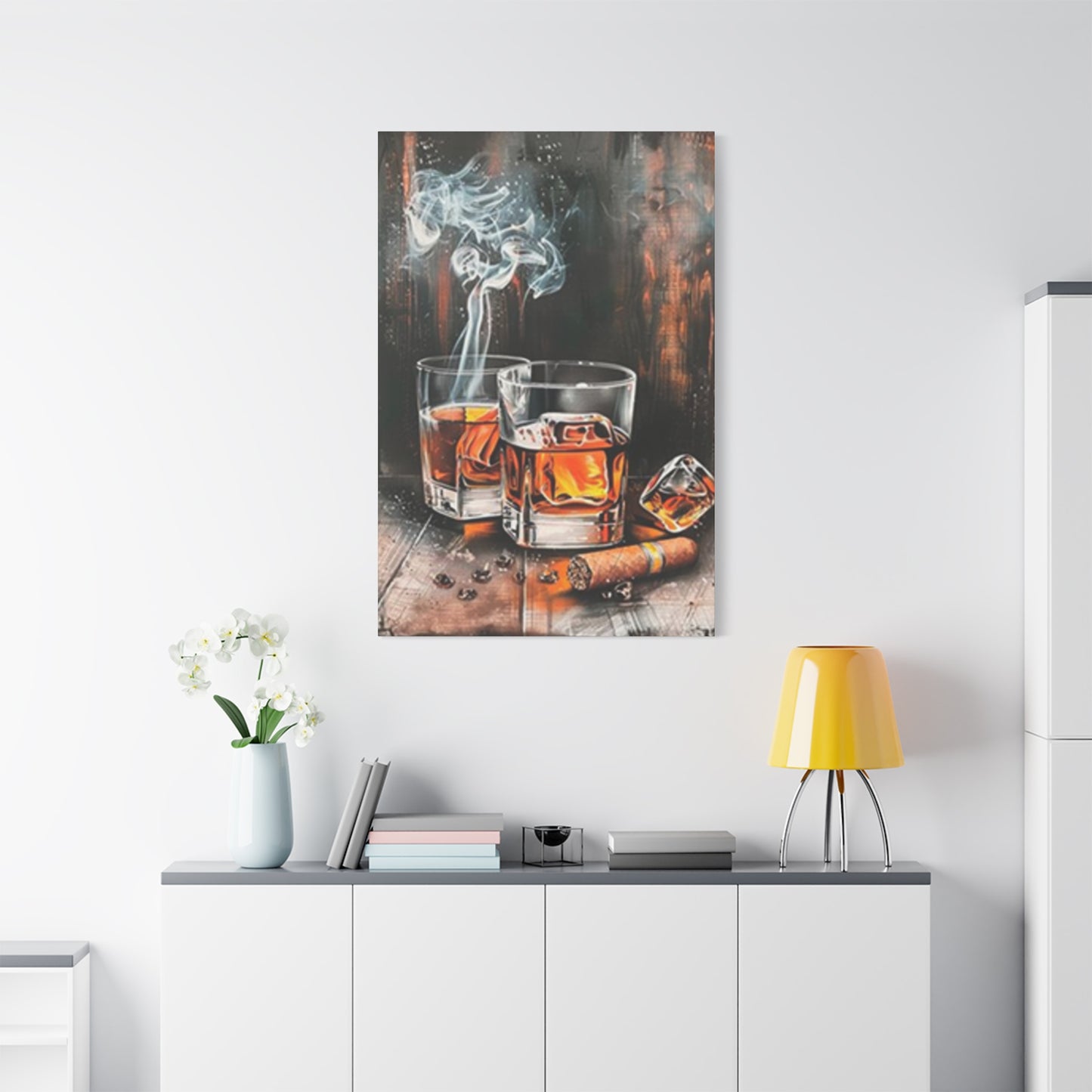 Whiskey And Cigar Painting Wall Art & Canvas Prints