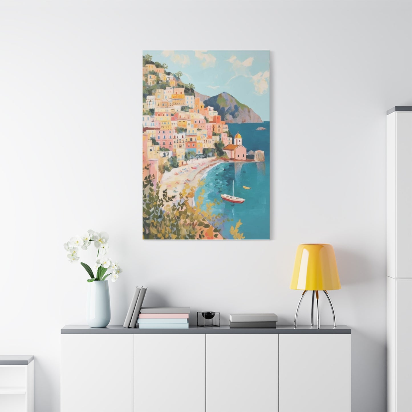 Amalfi Coast Italy Aqua Yellow Warm Wall Art & Canvas Prints